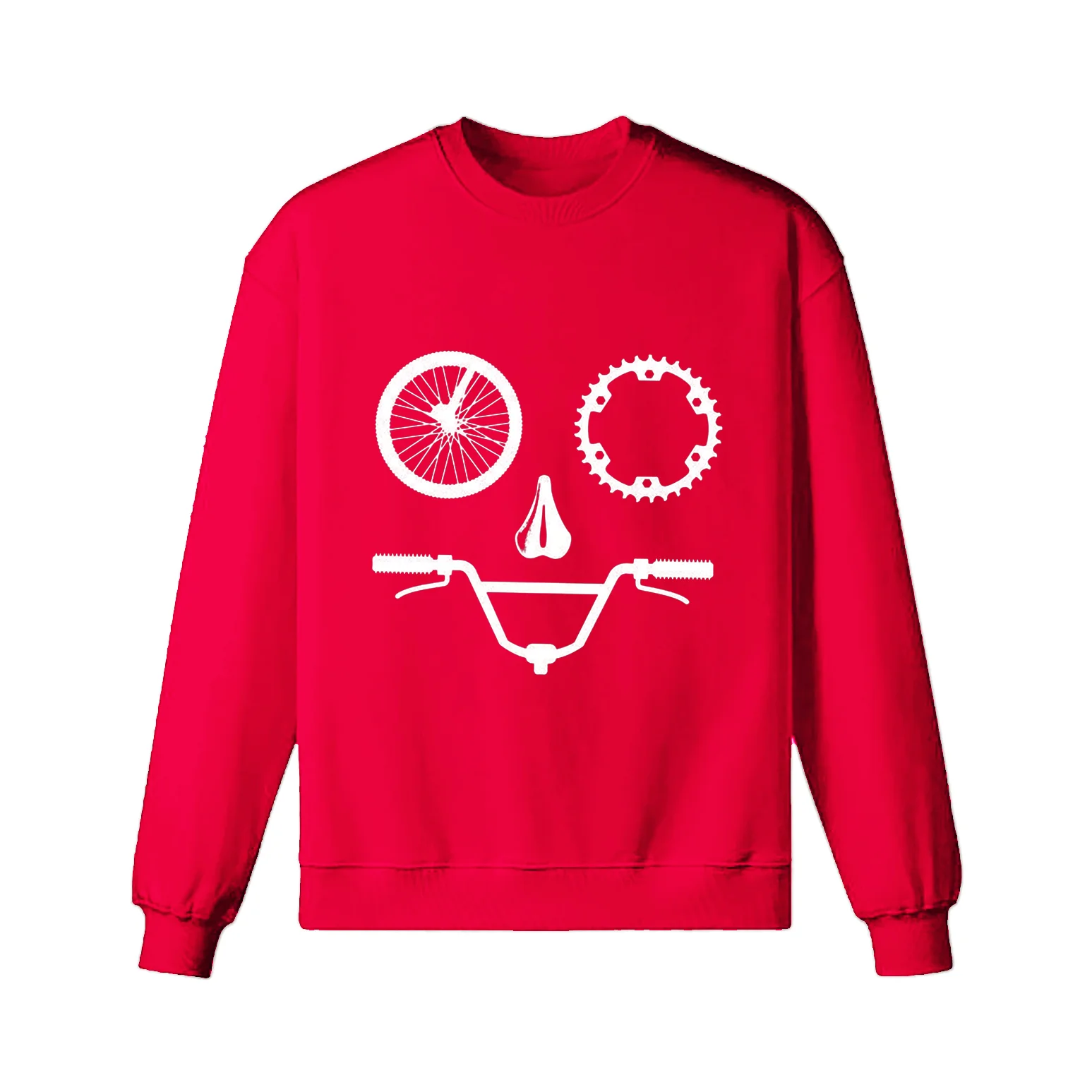 Funny Face Bike Parts Cool Drawing Sweatshirt - Image 2