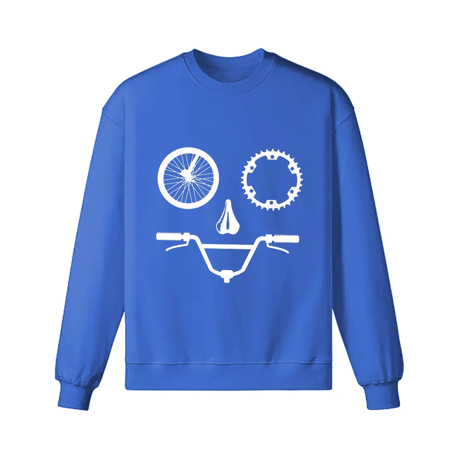 Funny Face Bike Parts Cool Drawing Sweatshirt - Image 3