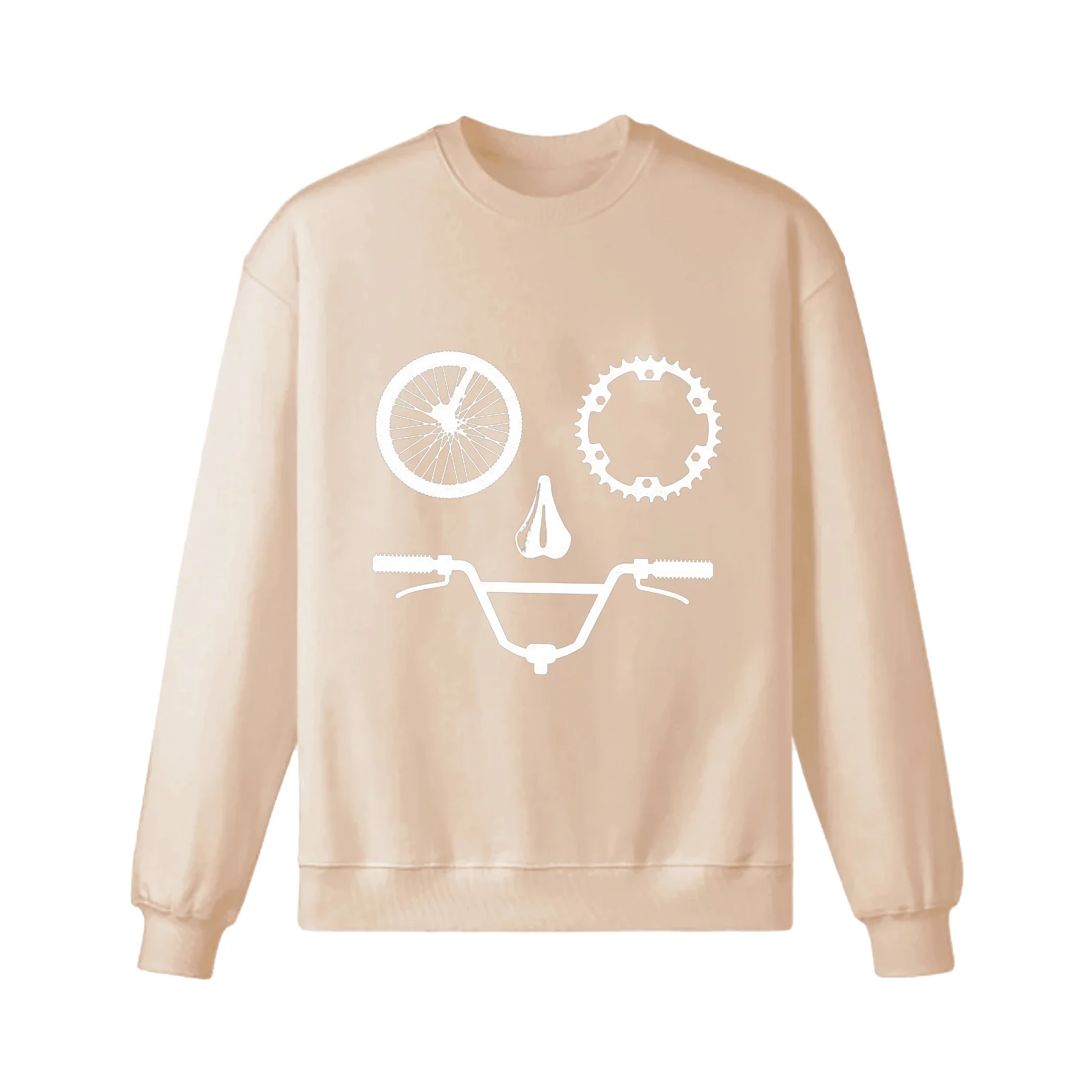 Funny Face Bike Parts Cool Drawing Sweatshirt - Image 4
