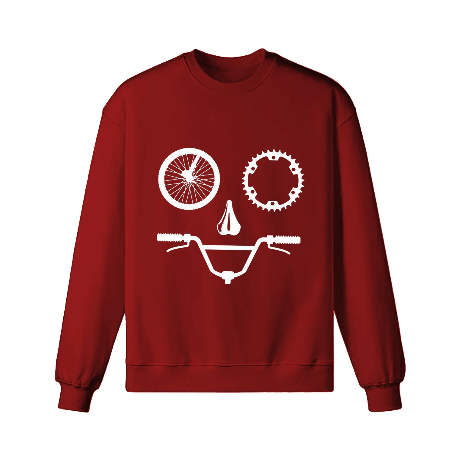 Funny Face Bike Parts Cool Drawing Sweatshirt - Image 5