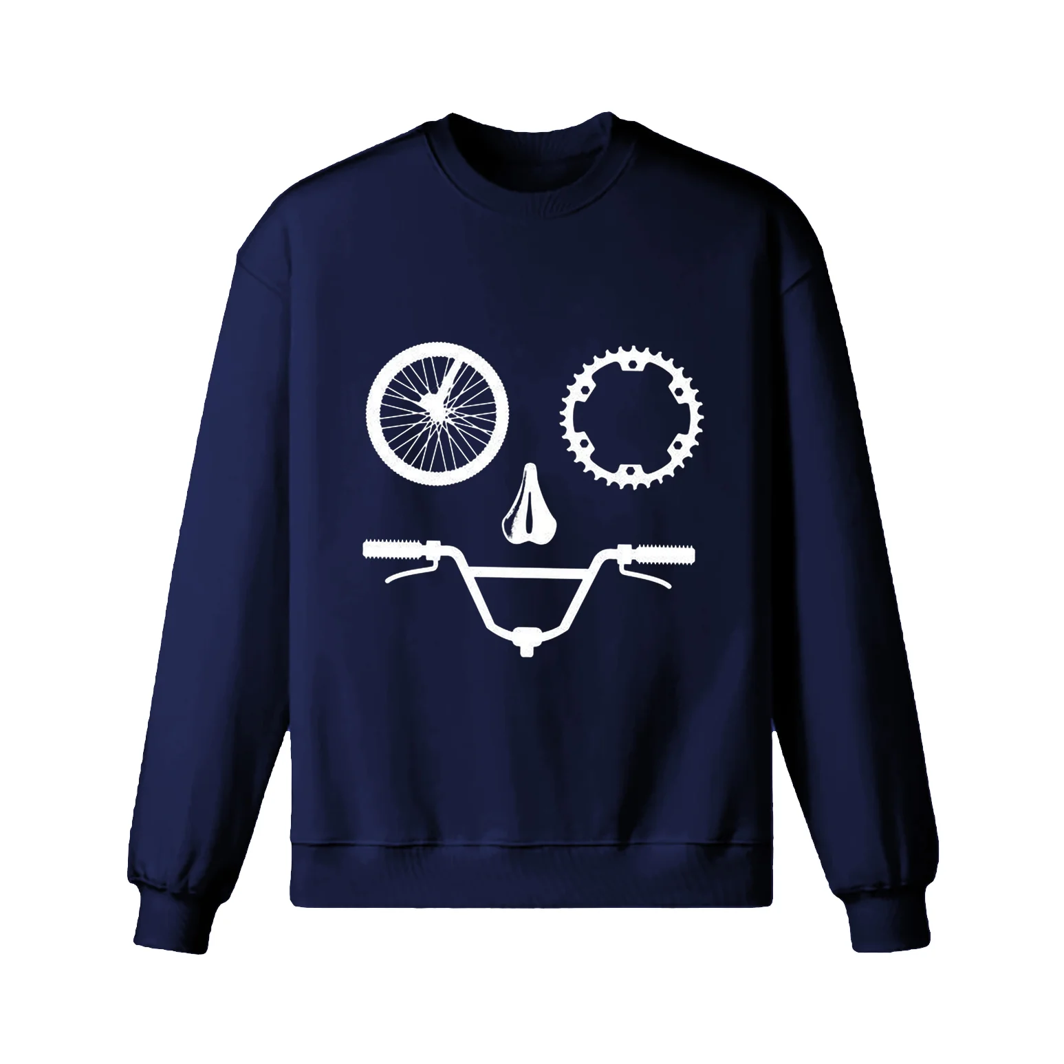 Funny Face Bike Parts Cool Drawing Sweatshirt - Image 6