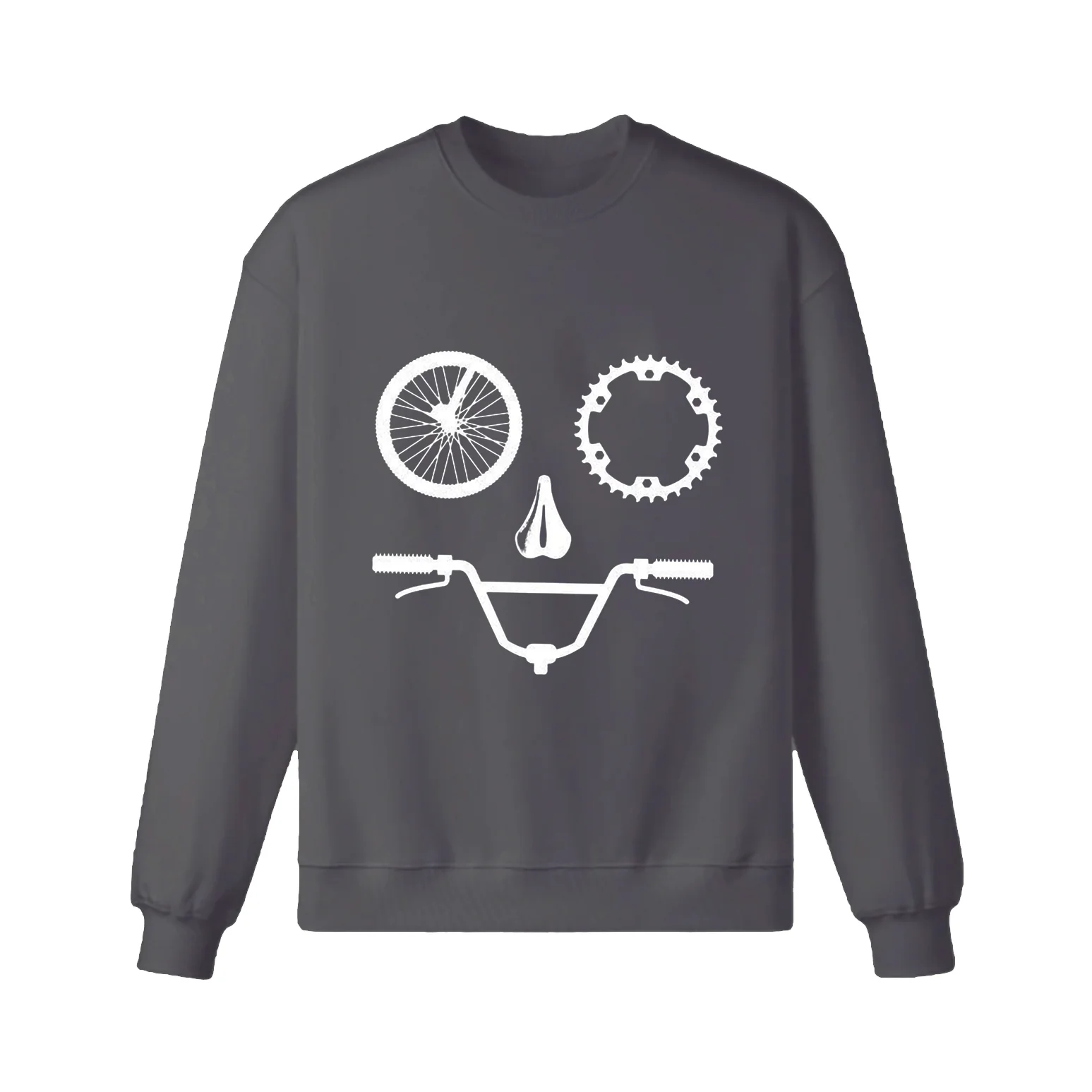 Funny Face Bike Parts Cool Drawing Sweatshirt - Image 7
