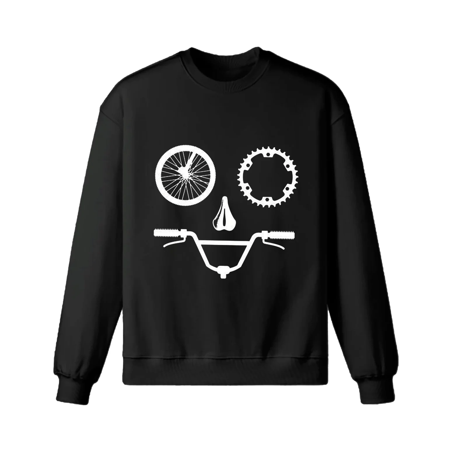 Funny Face Bike Parts Cool Drawing Sweatshirt - Image 8