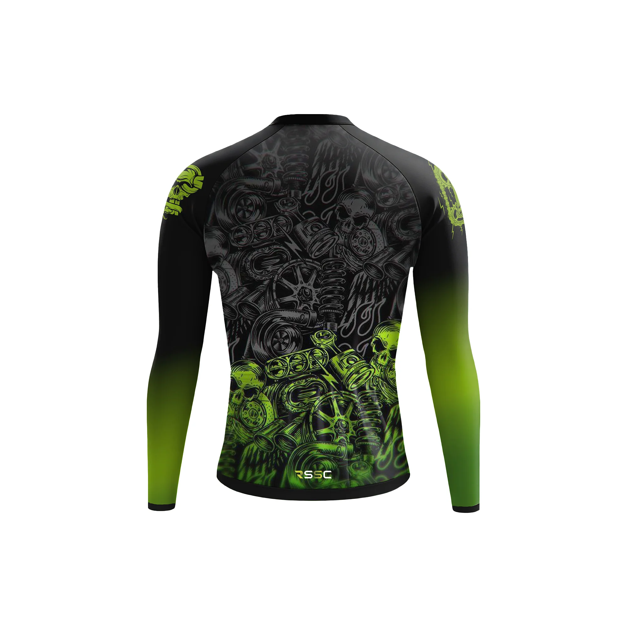 Green-Lit Skull Men's Long Sleeve Cycling Kit - Image 4