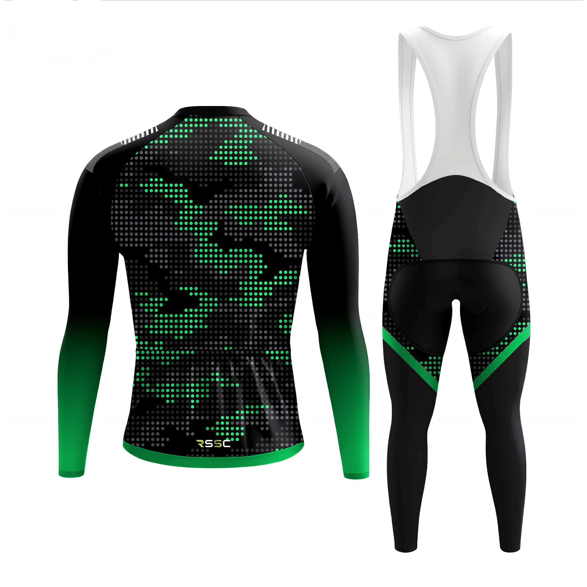 Green Pop Art Men's Long Sleeve Cycling Kit - Image 2