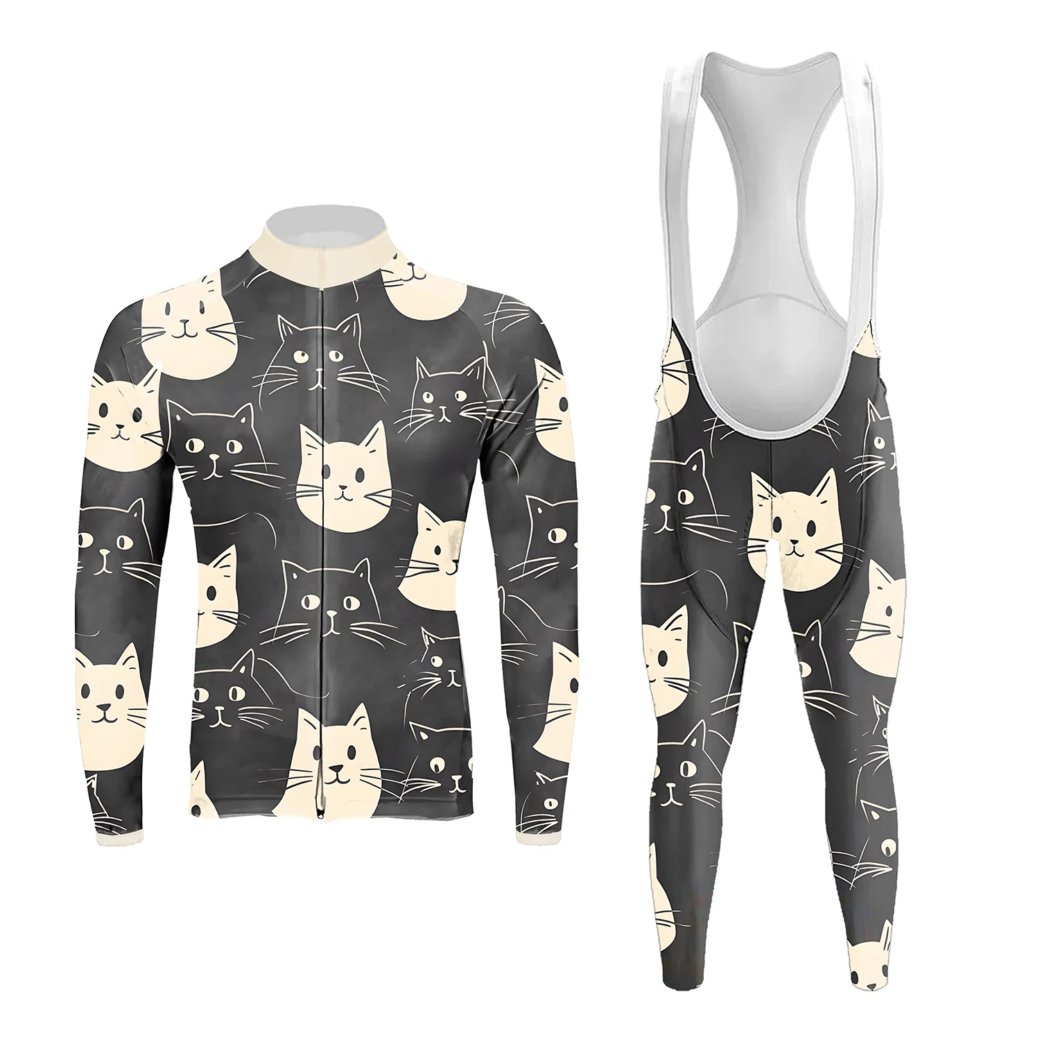 Happy Emoticon Cat Men's Long Sleeve Cycling Kit