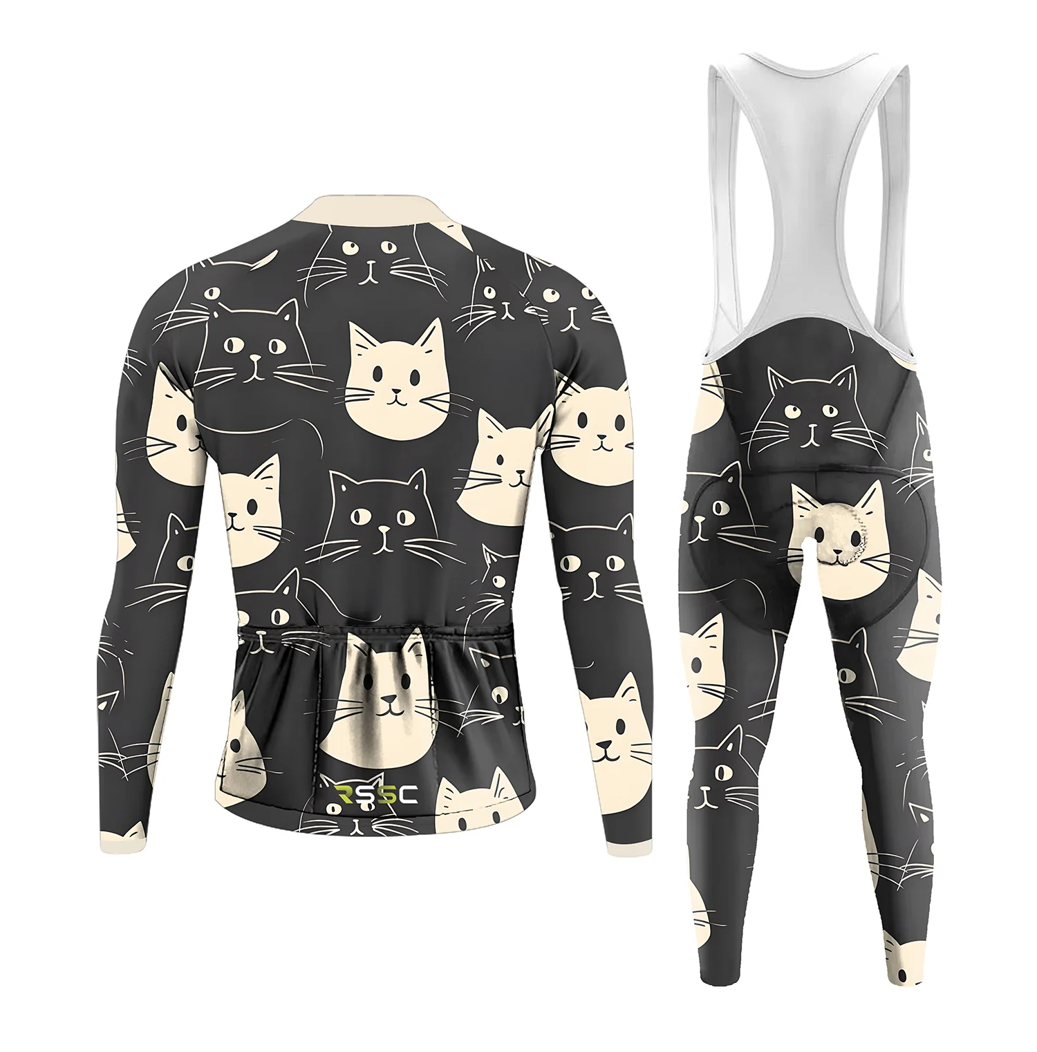 Happy Emoticon Cat Men's Long Sleeve Cycling Kit - Image 2