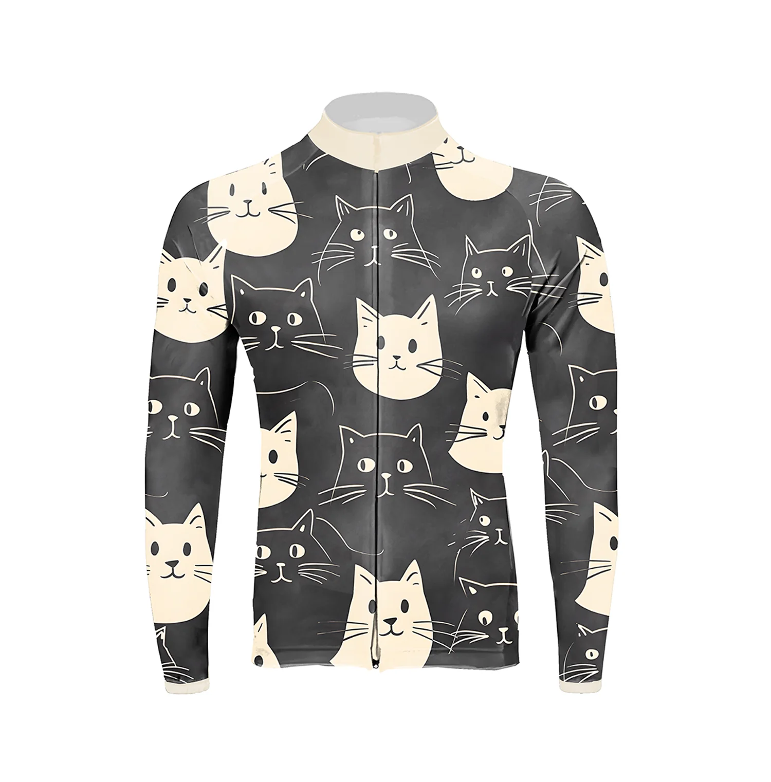 Happy Emoticon Cat Men's Long Sleeve Cycling Kit - Image 3