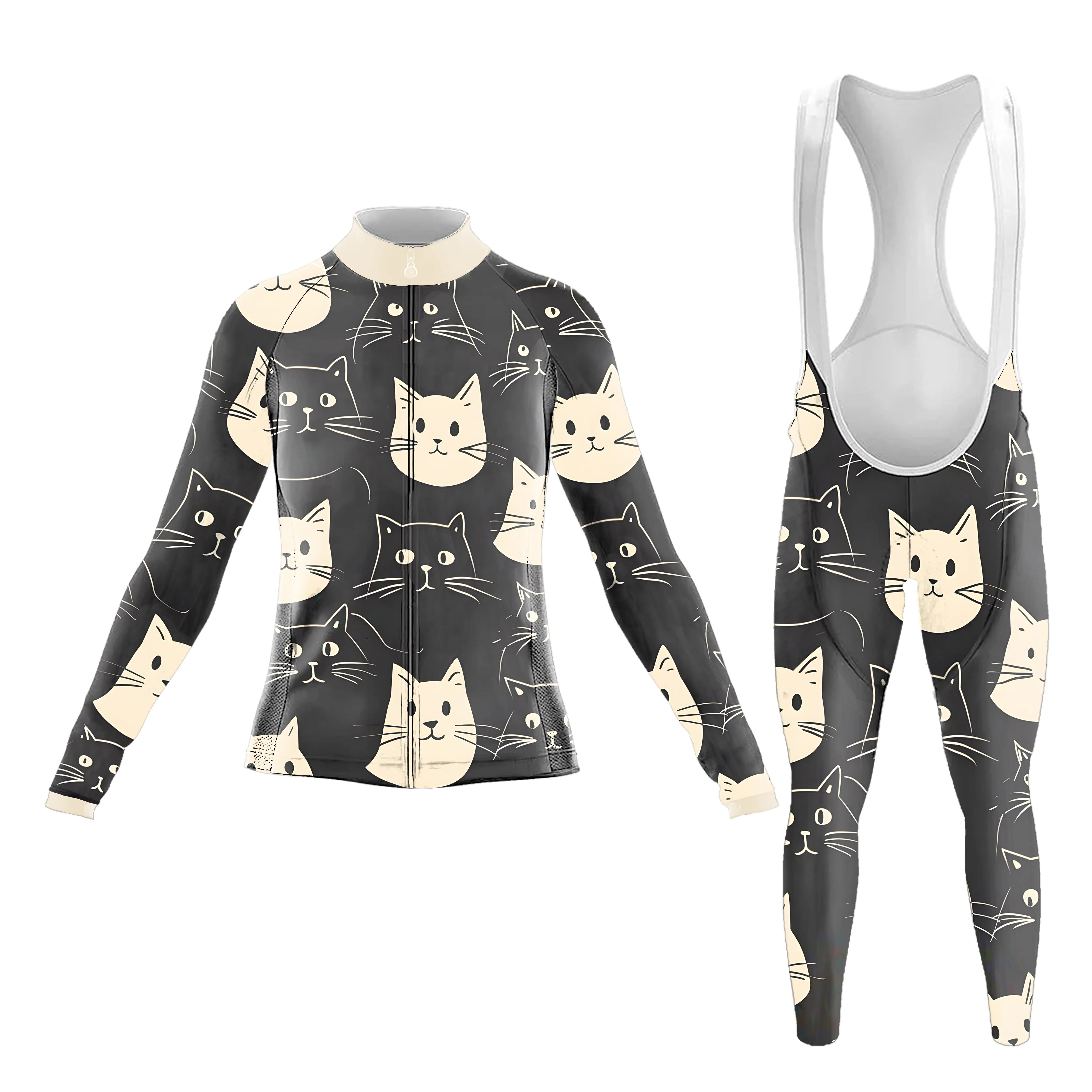 Happy Emoticon Cat Women's Long Sleeve Cycling Kit