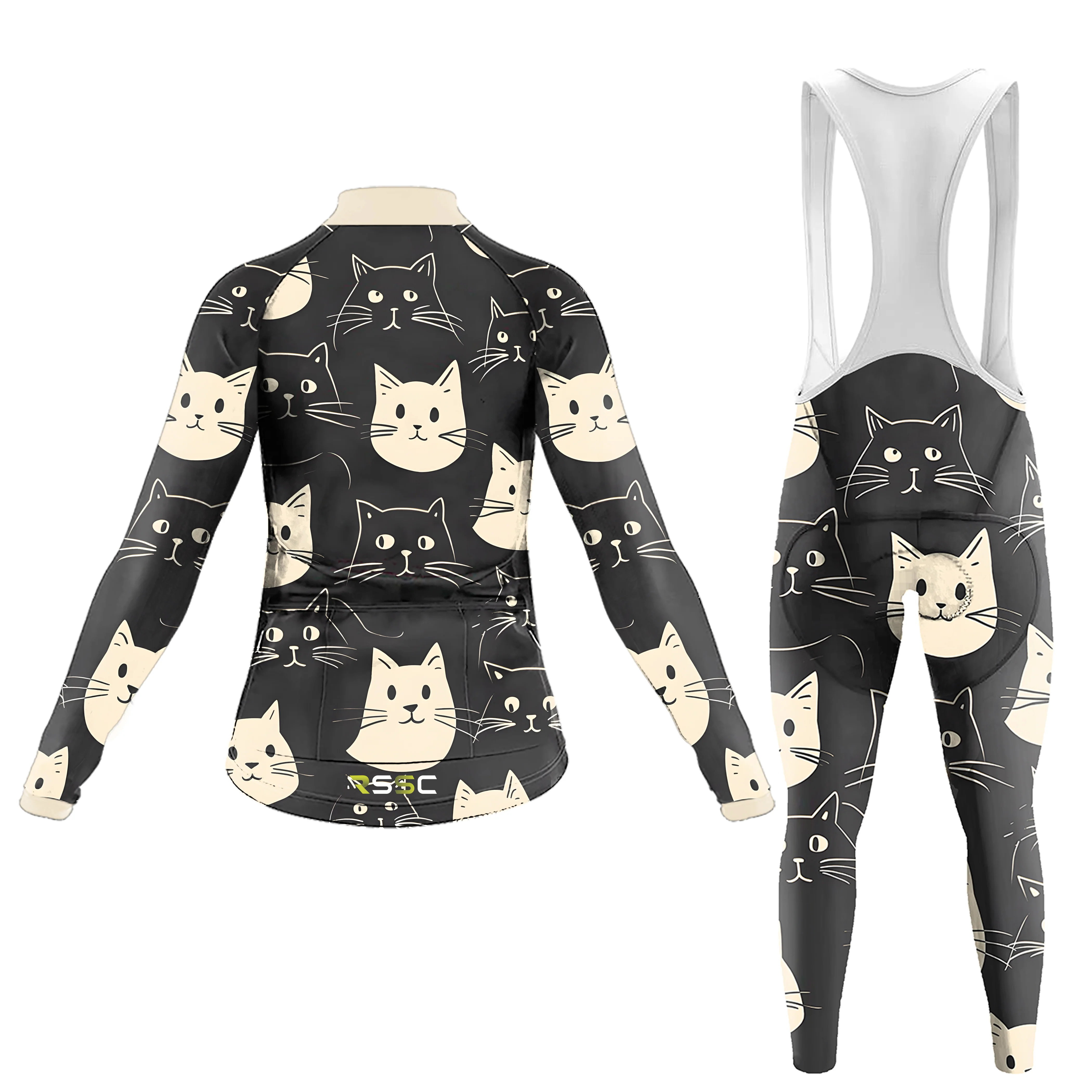 Happy Emoticon Cat Women's Long Sleeve Cycling Kit - Image 2