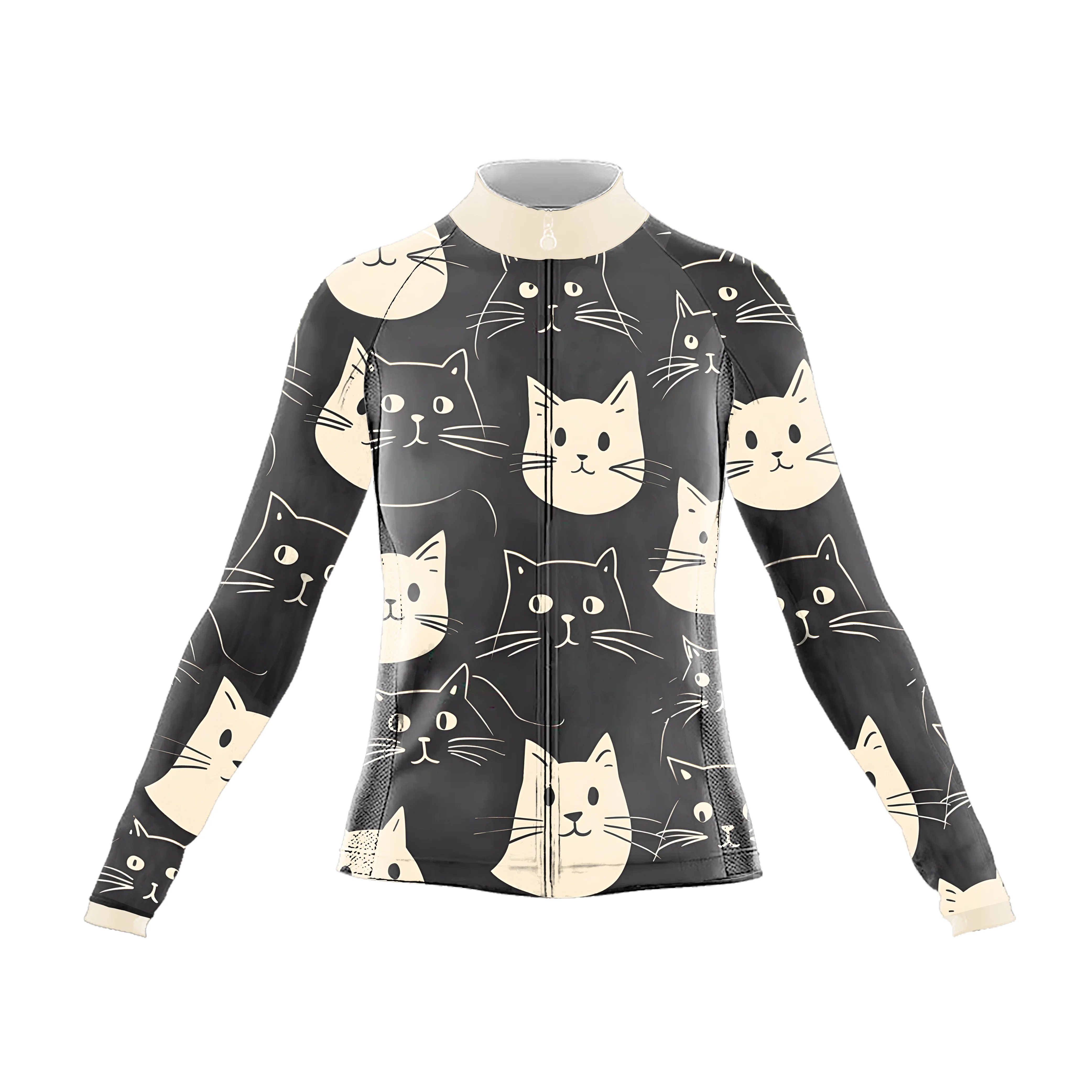 Happy Emoticon Cat Women's Long Sleeve Cycling Kit - Image 3