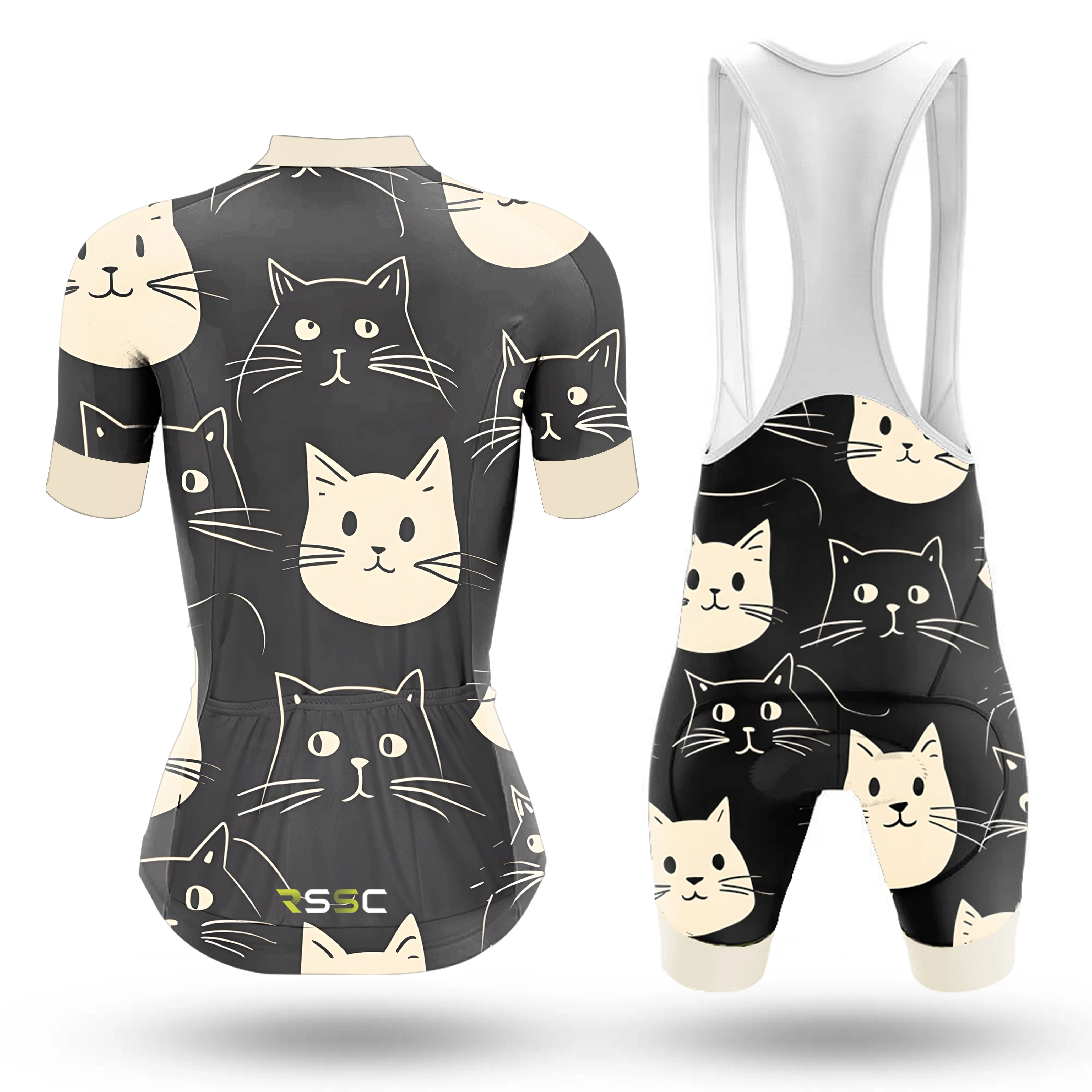 Happy Emoticon Cat Women's Short Sleeve Cycling Kit - Image 2