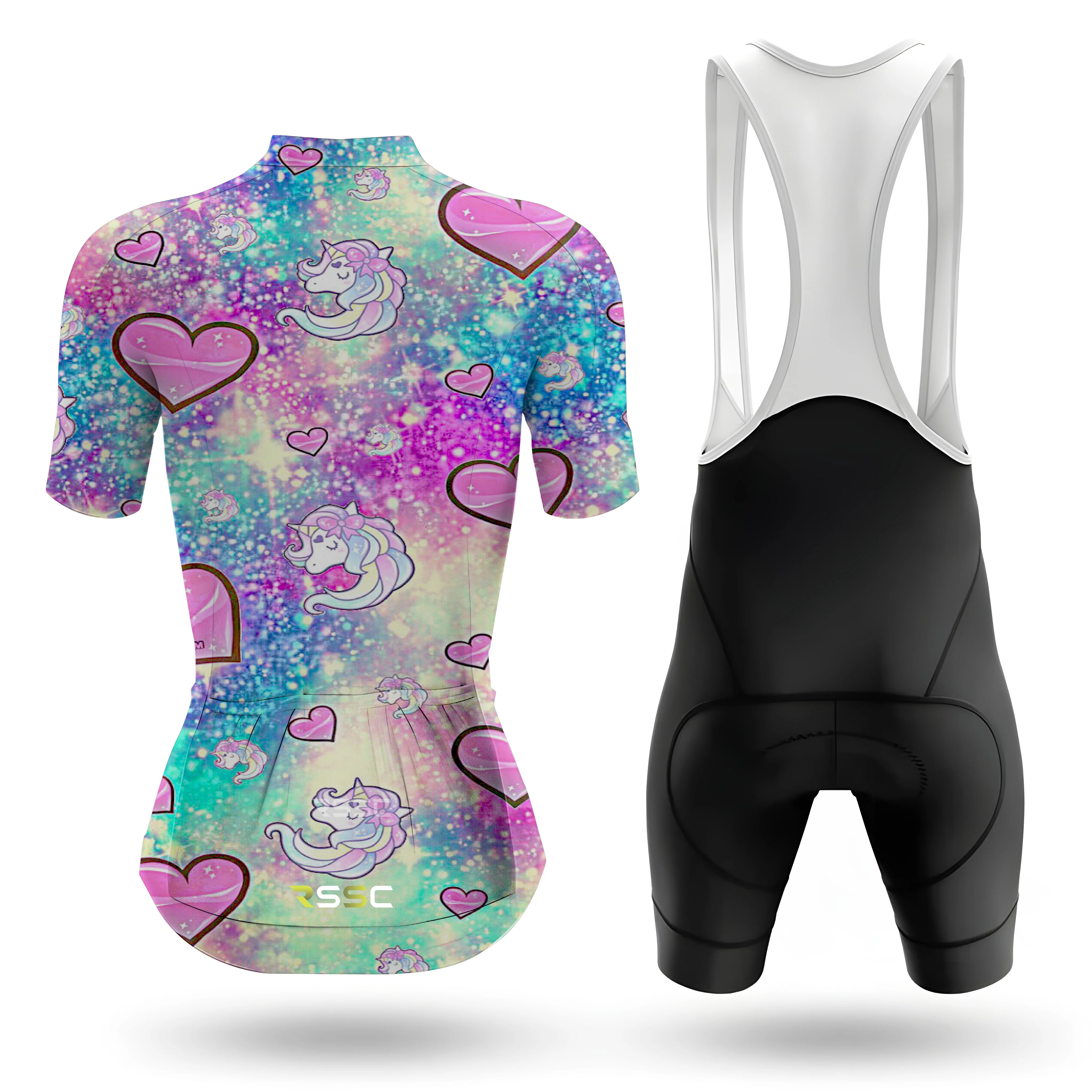 Hearts And Unicorns Women's Short Sleeve Cycling Kit - Image 2