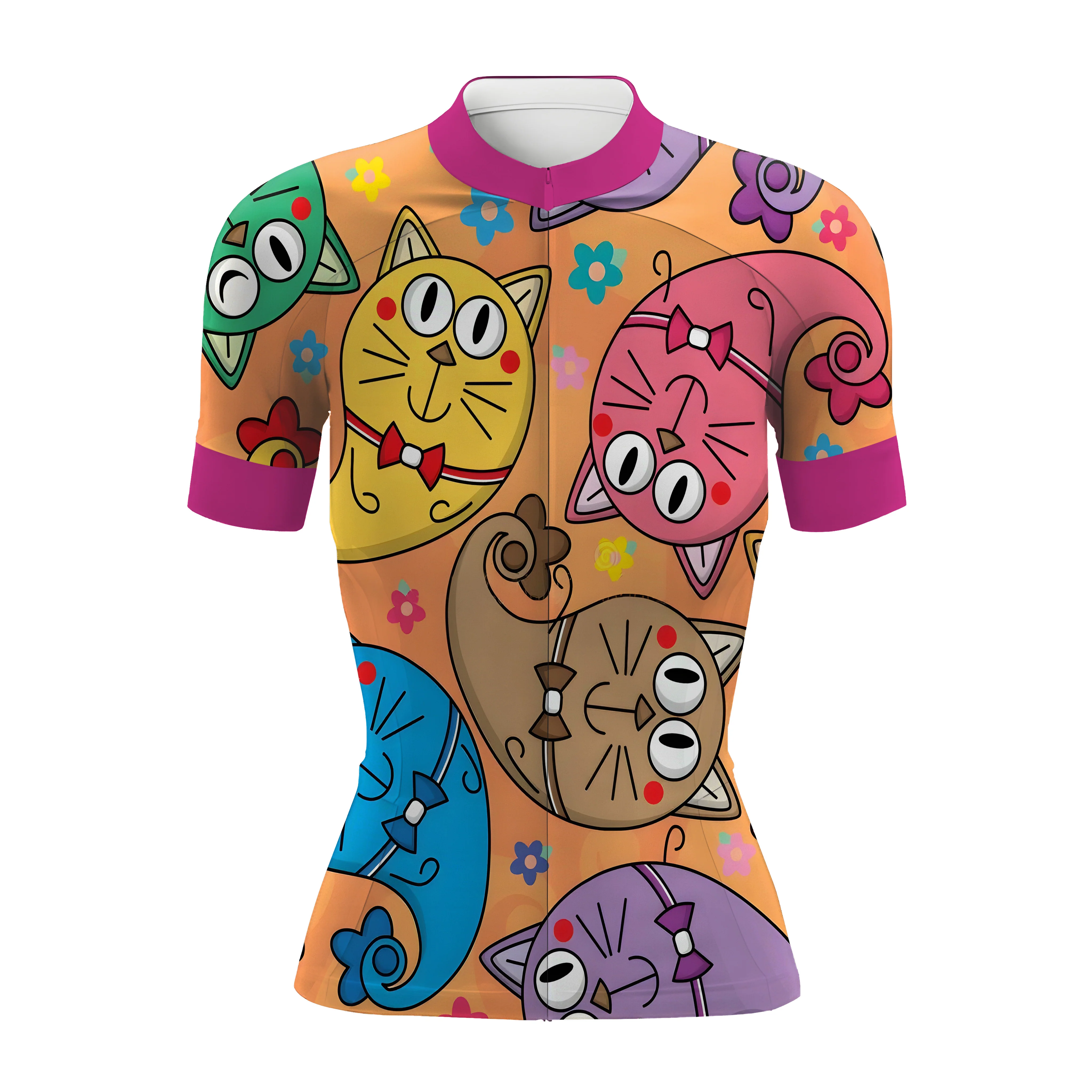 Kitten Pattern Women's Short Sleeve Cycling Kit - Image 3