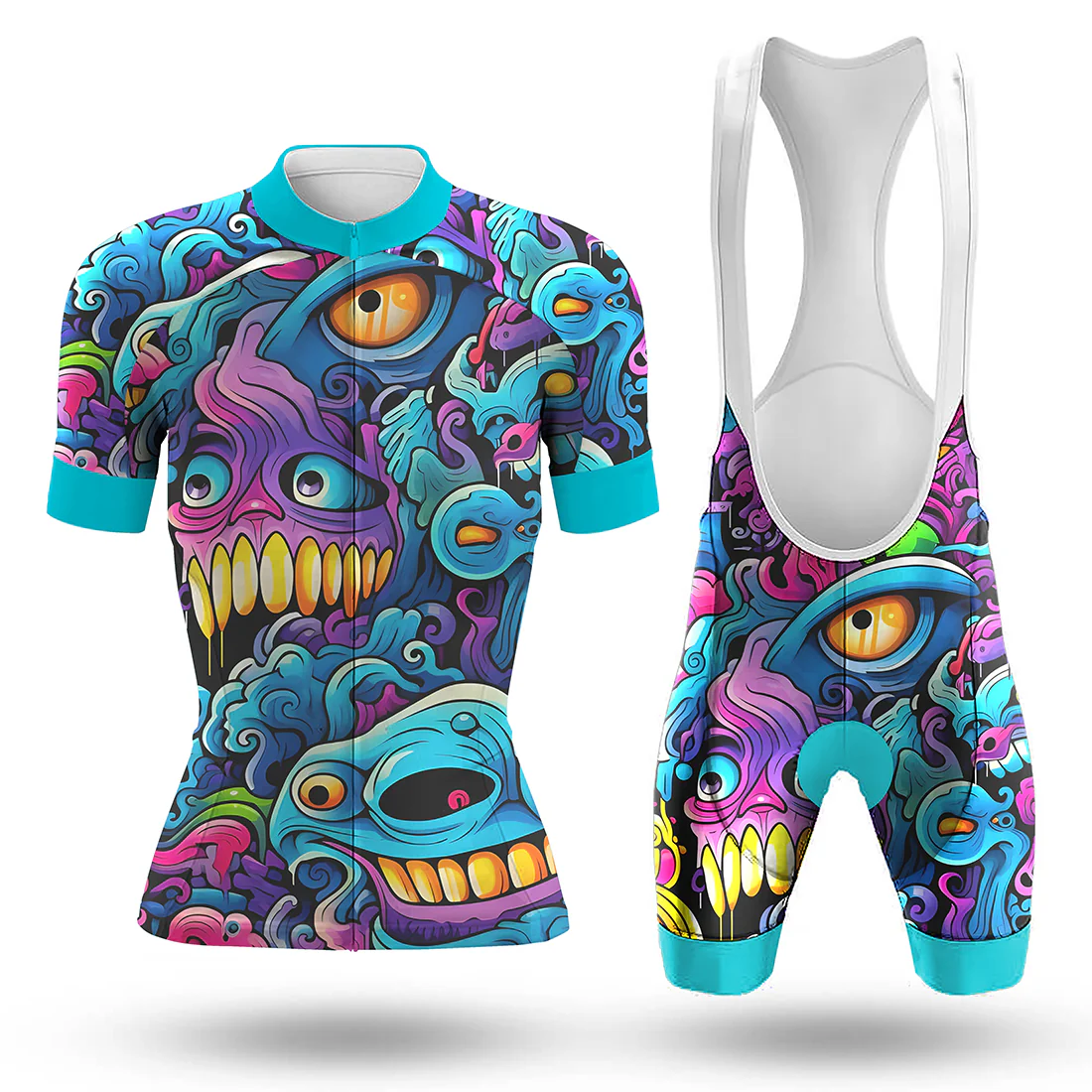Monsters Art Women's Short Sleeve Cycling Kit