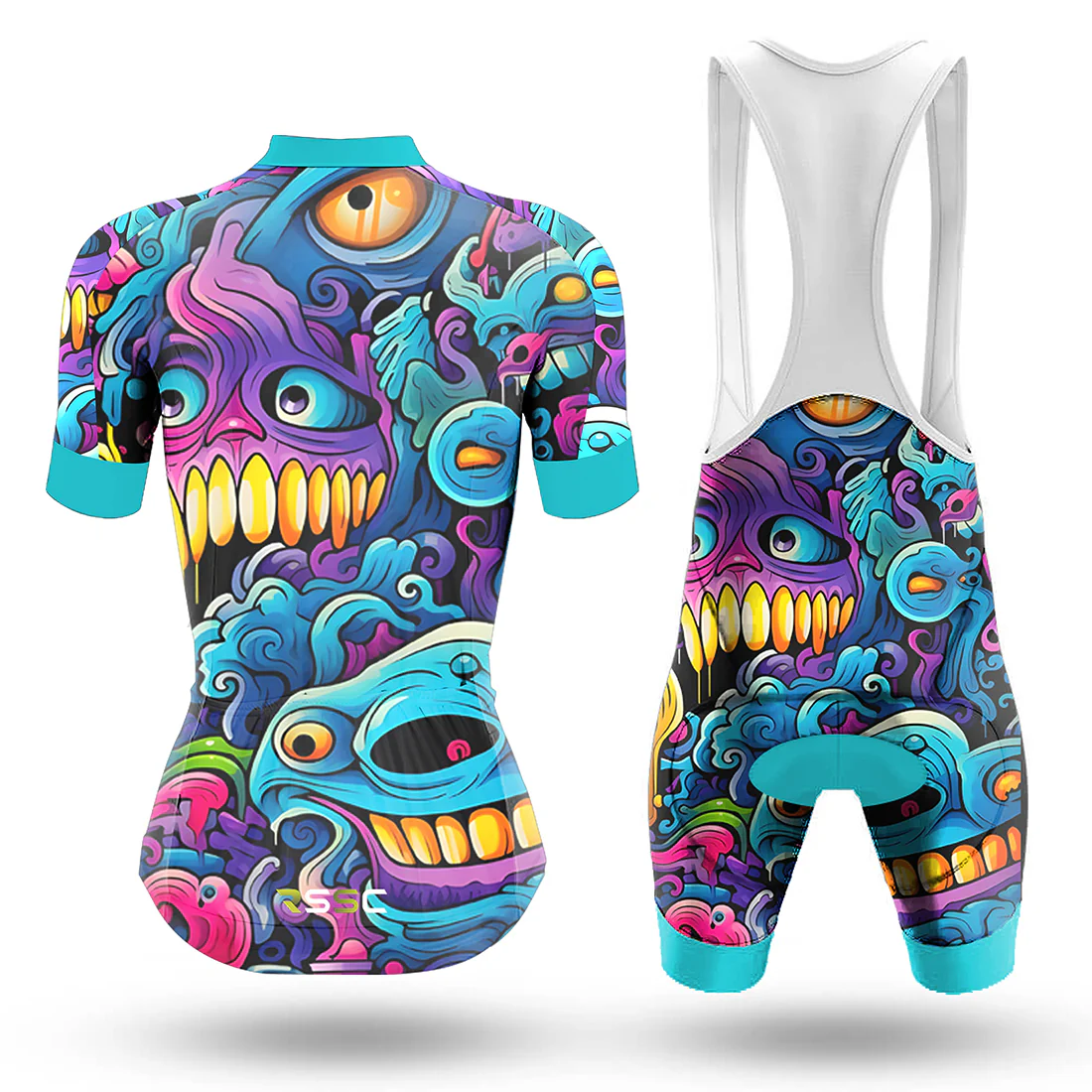 Monsters Art Women's Short Sleeve Cycling Kit - Image 2