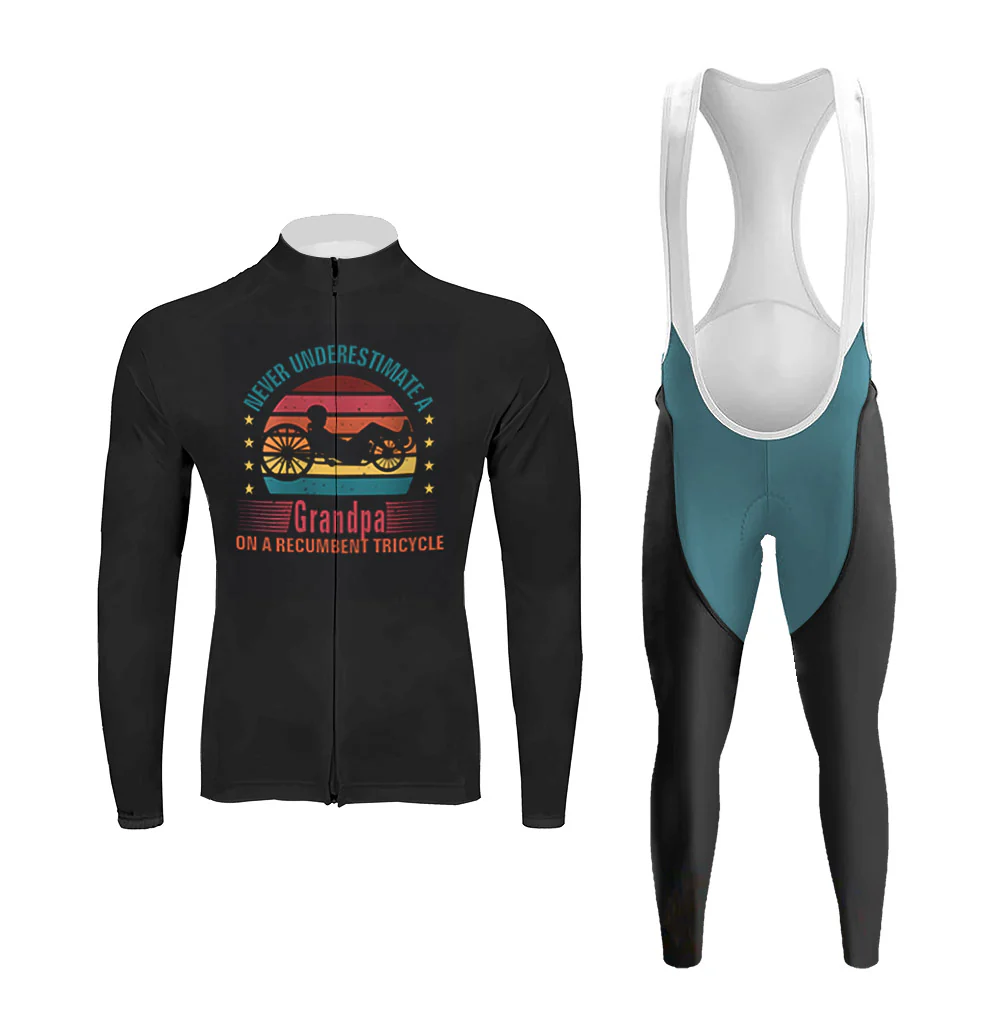 Never Underestimate A Grandpa On A Recumbent Tricycle Men's Long Sleeve Cycling Kit