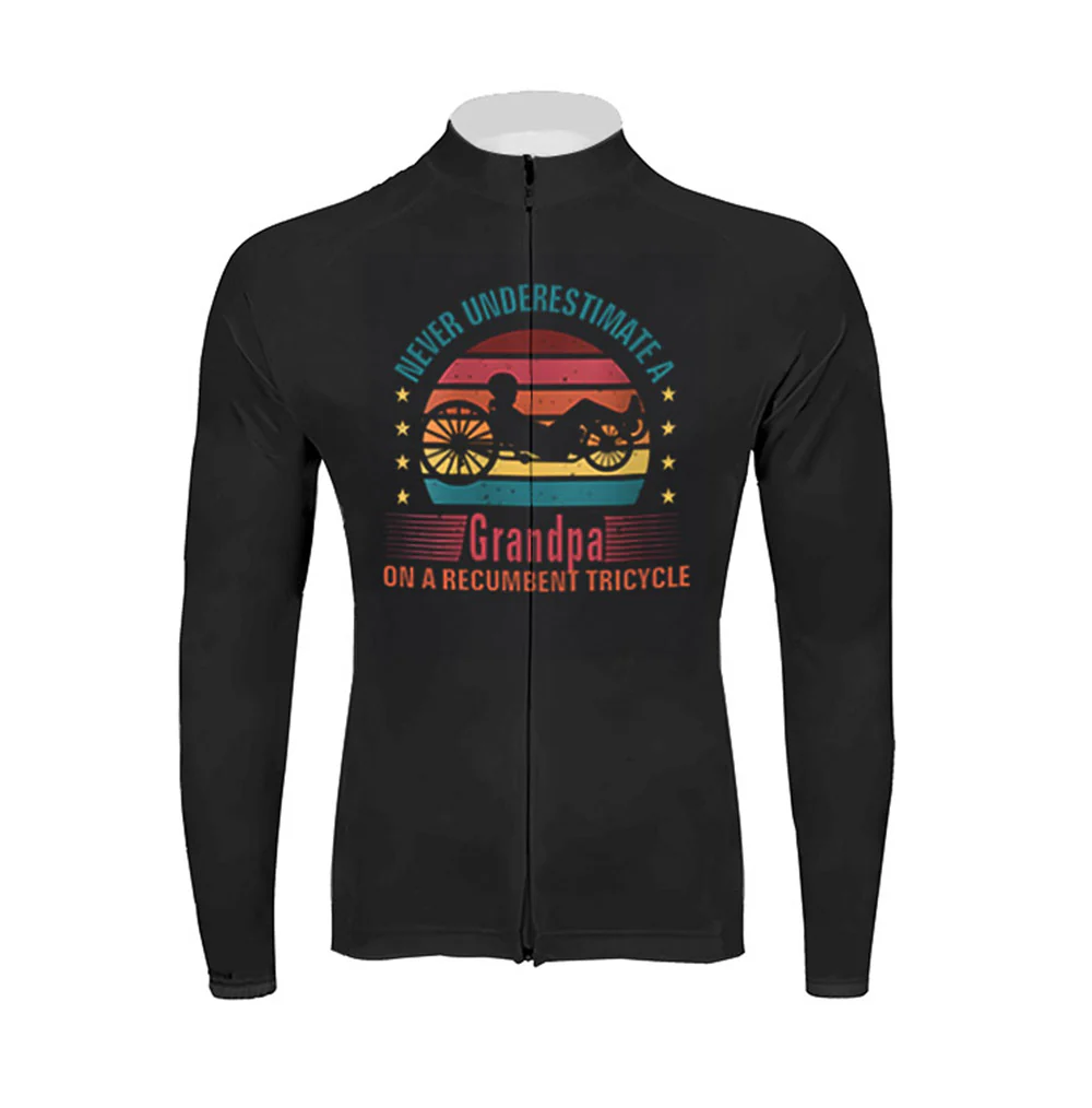 Never Underestimate A Grandpa On A Recumbent Tricycle Men's Long Sleeve Cycling Kit - Image 3