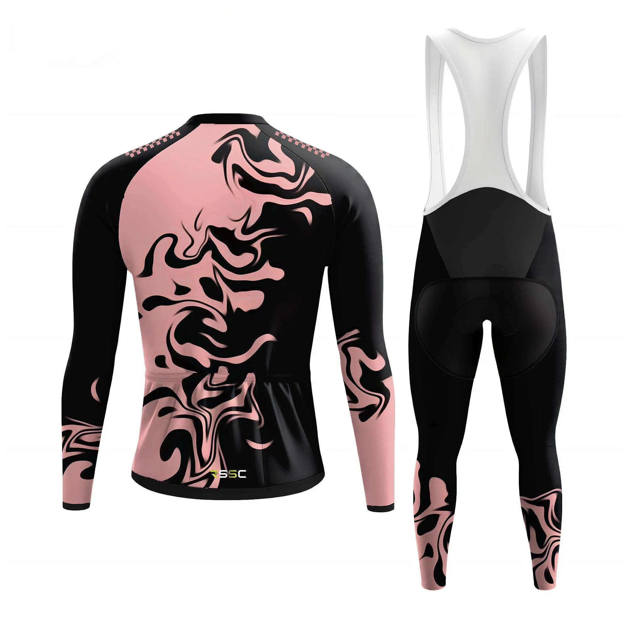 Pink and Black Men's Long Sleeve Cycling Kit - Image 2