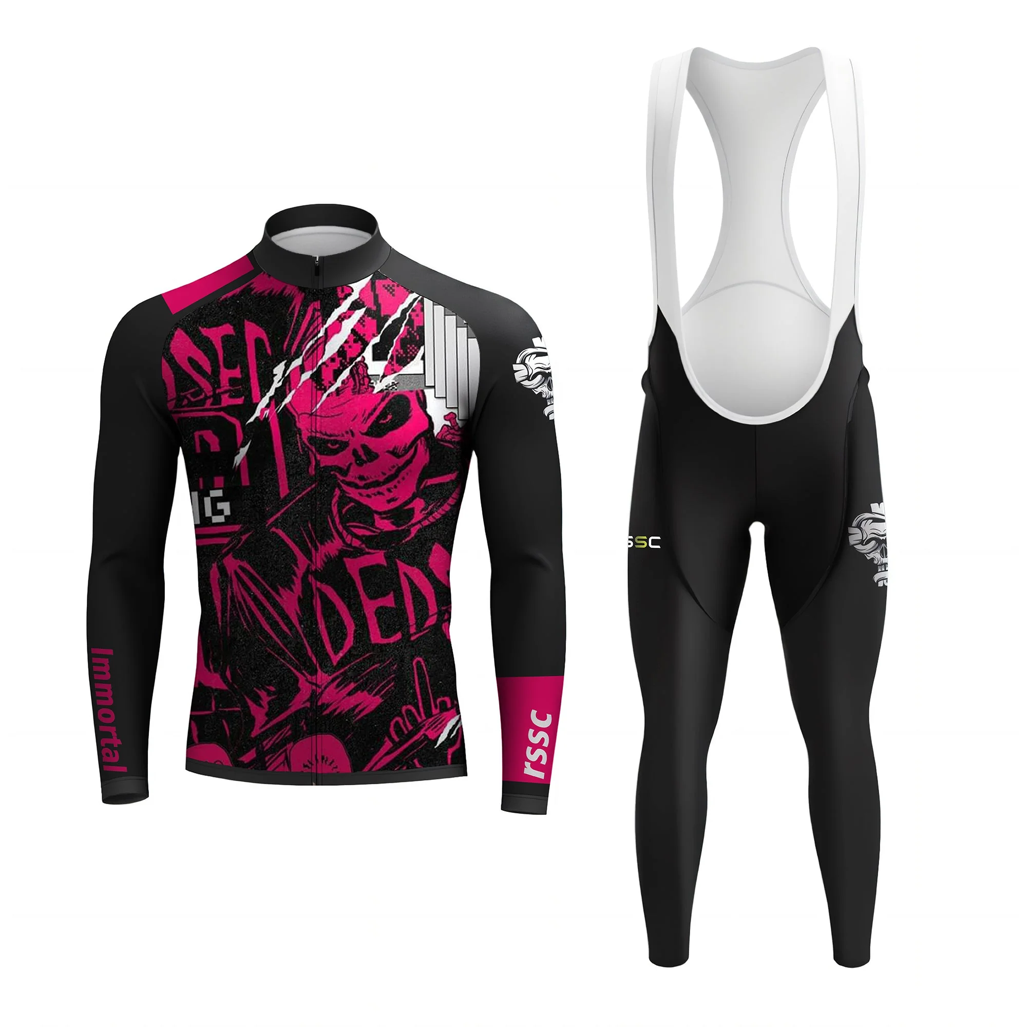 Pink Skeleton Men's Long Sleeve Cycling Kit