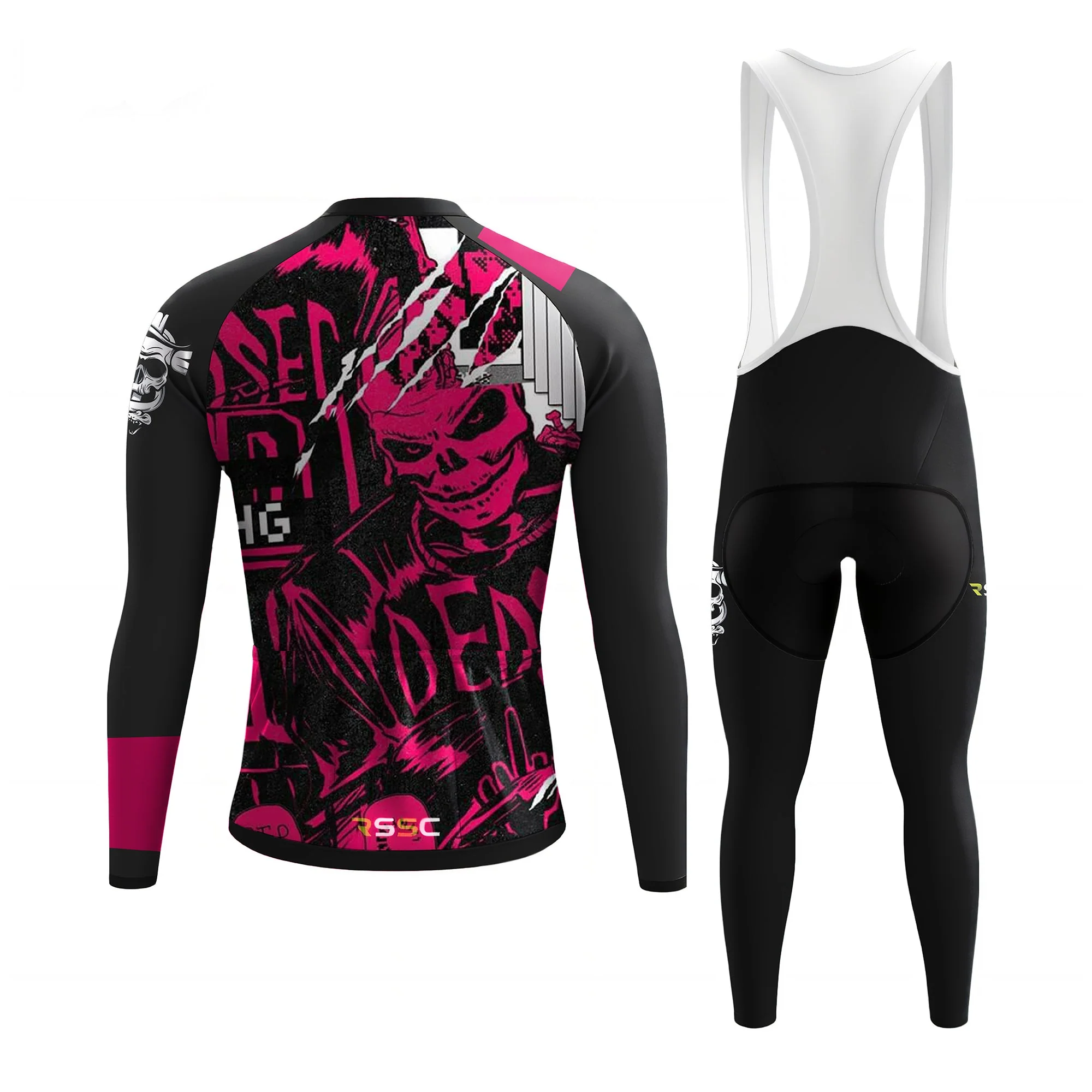 Pink Skeleton Men's Long Sleeve Cycling Kit - Image 2
