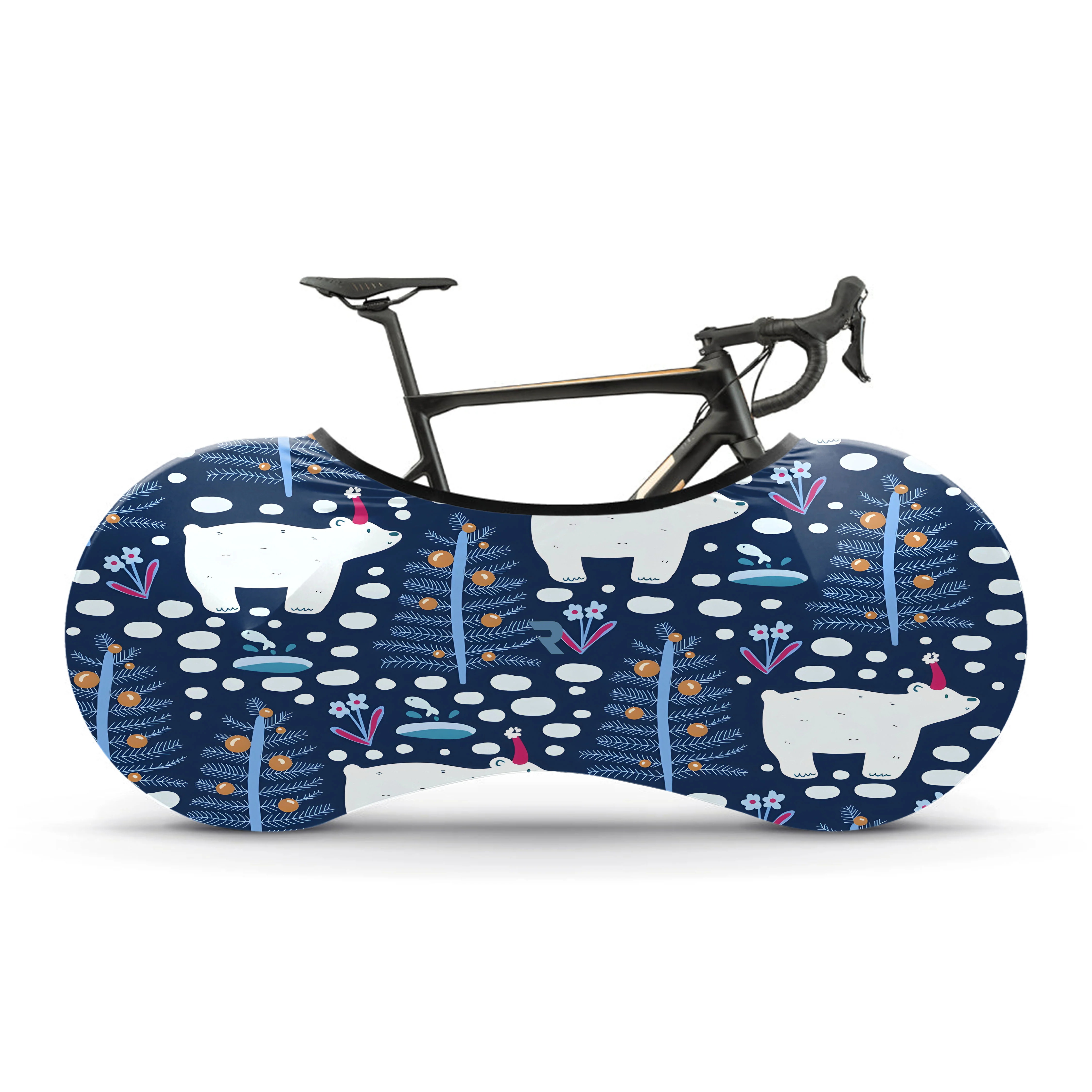 Polar Bear And Christmas Tree Bicycle Wheels Cover
