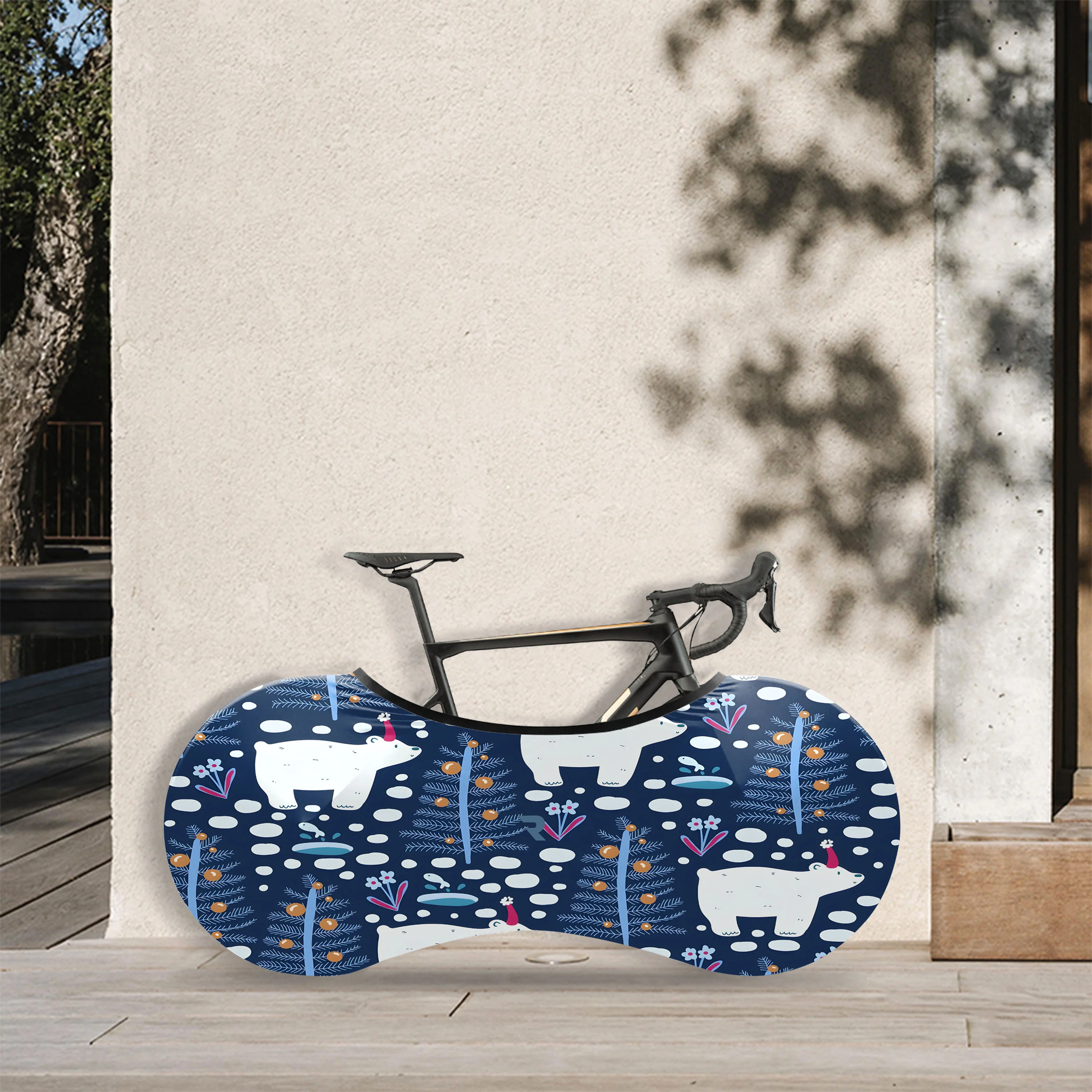 Polar Bear And Christmas Tree Bicycle Wheels Cover - Image 2
