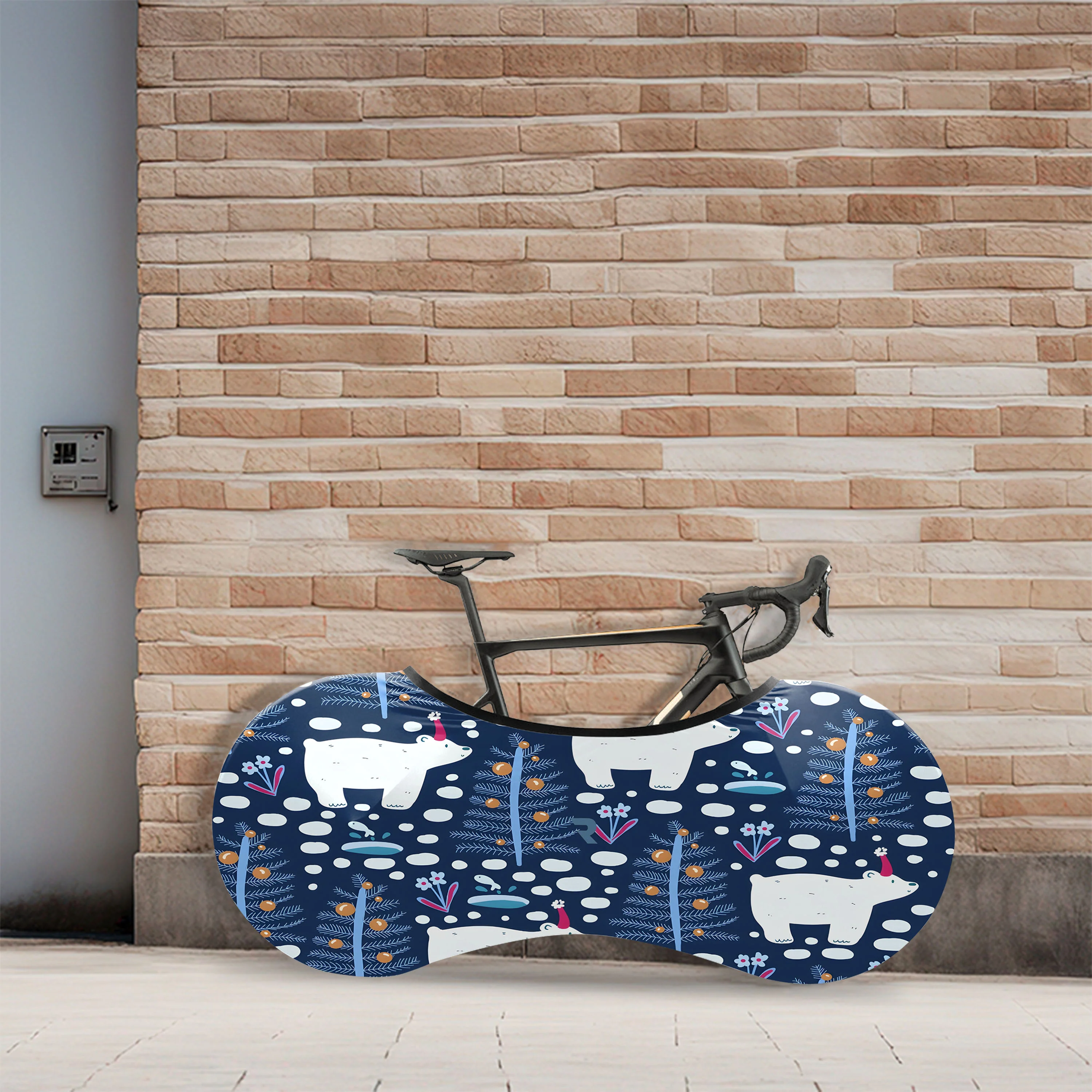 Polar Bear And Christmas Tree Bicycle Wheels Cover - Image 3