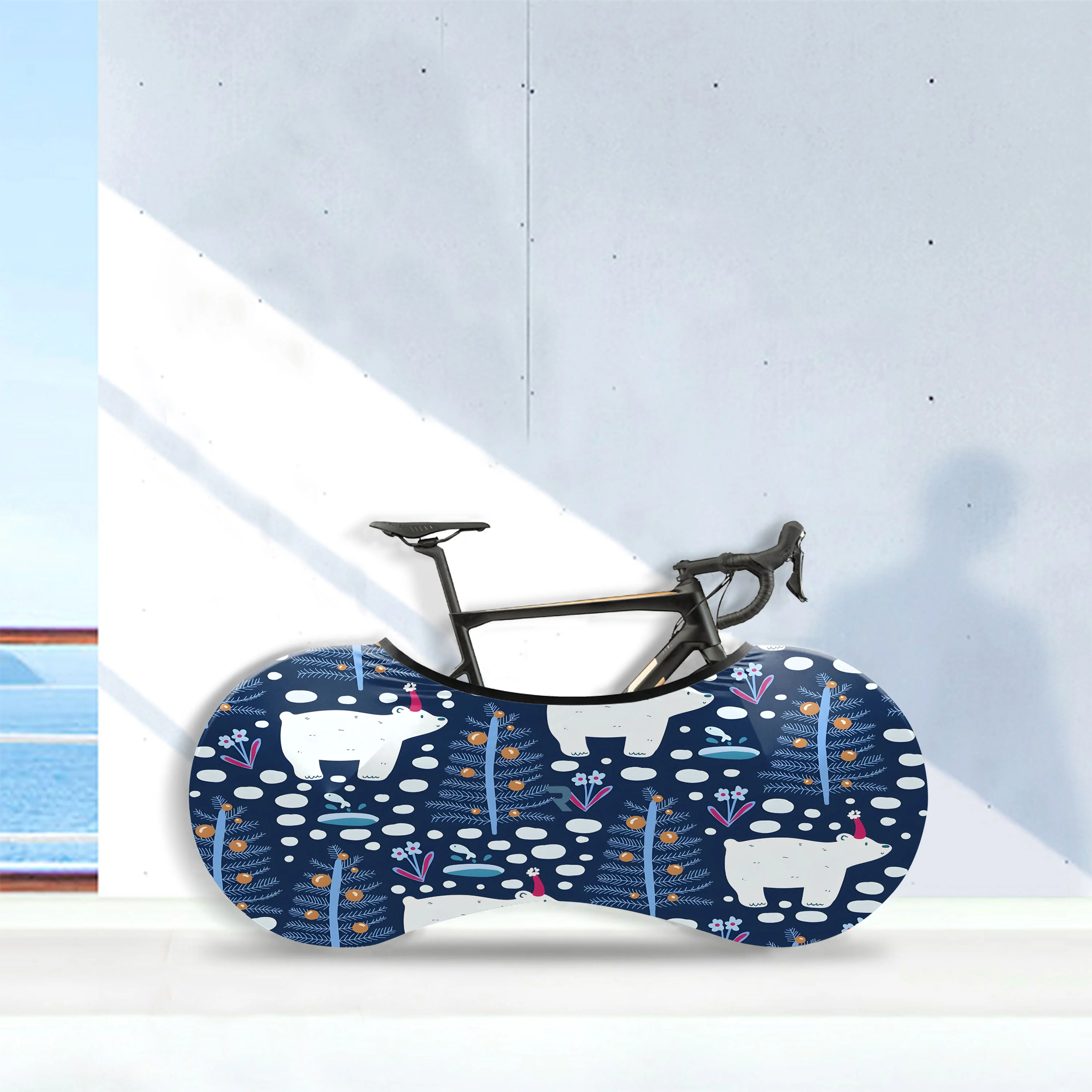 Polar Bear And Christmas Tree Bicycle Wheels Cover - Image 5