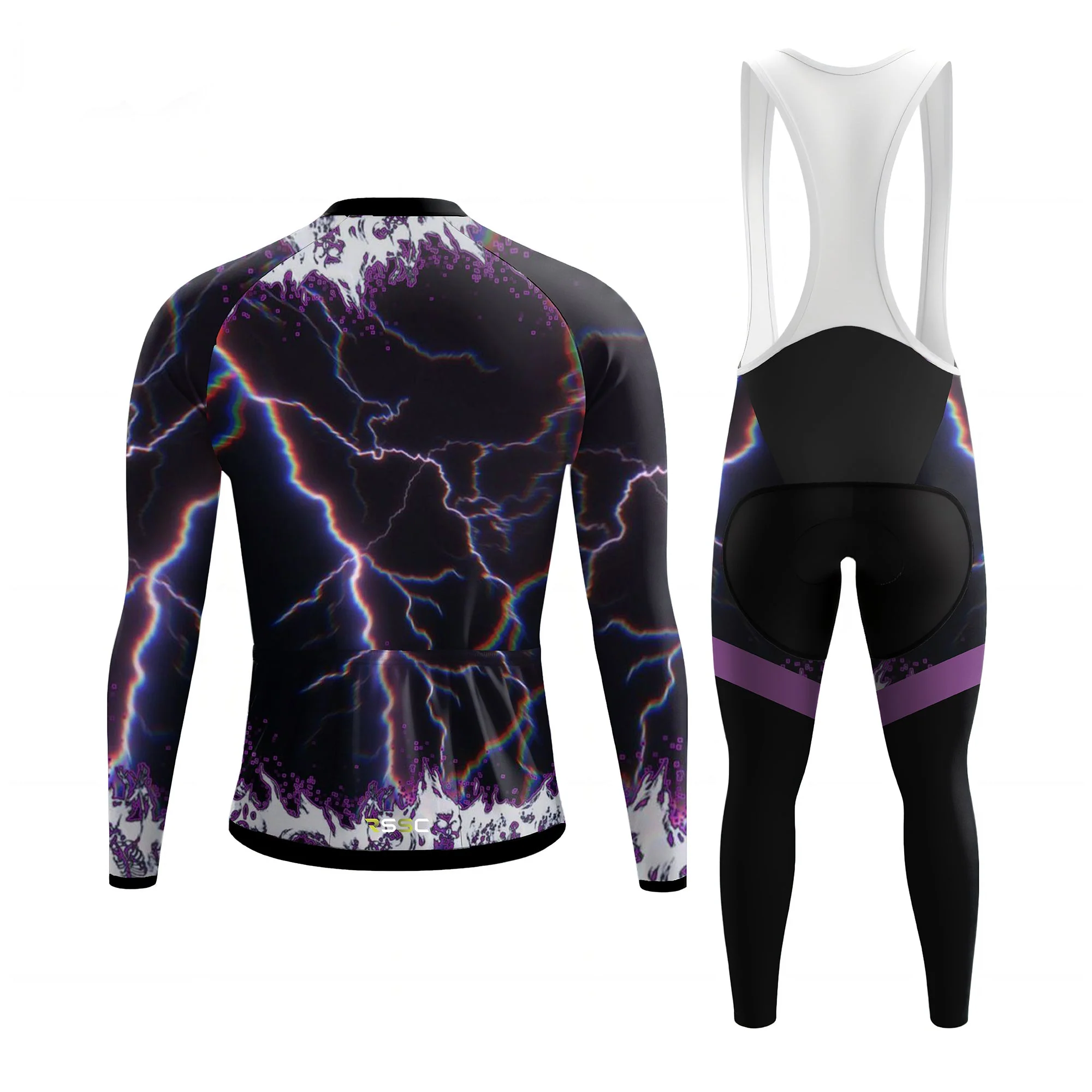 Psychedelic Bolt Skeleton Rider Men's Long Sleeve Cycling Kit - Image 2