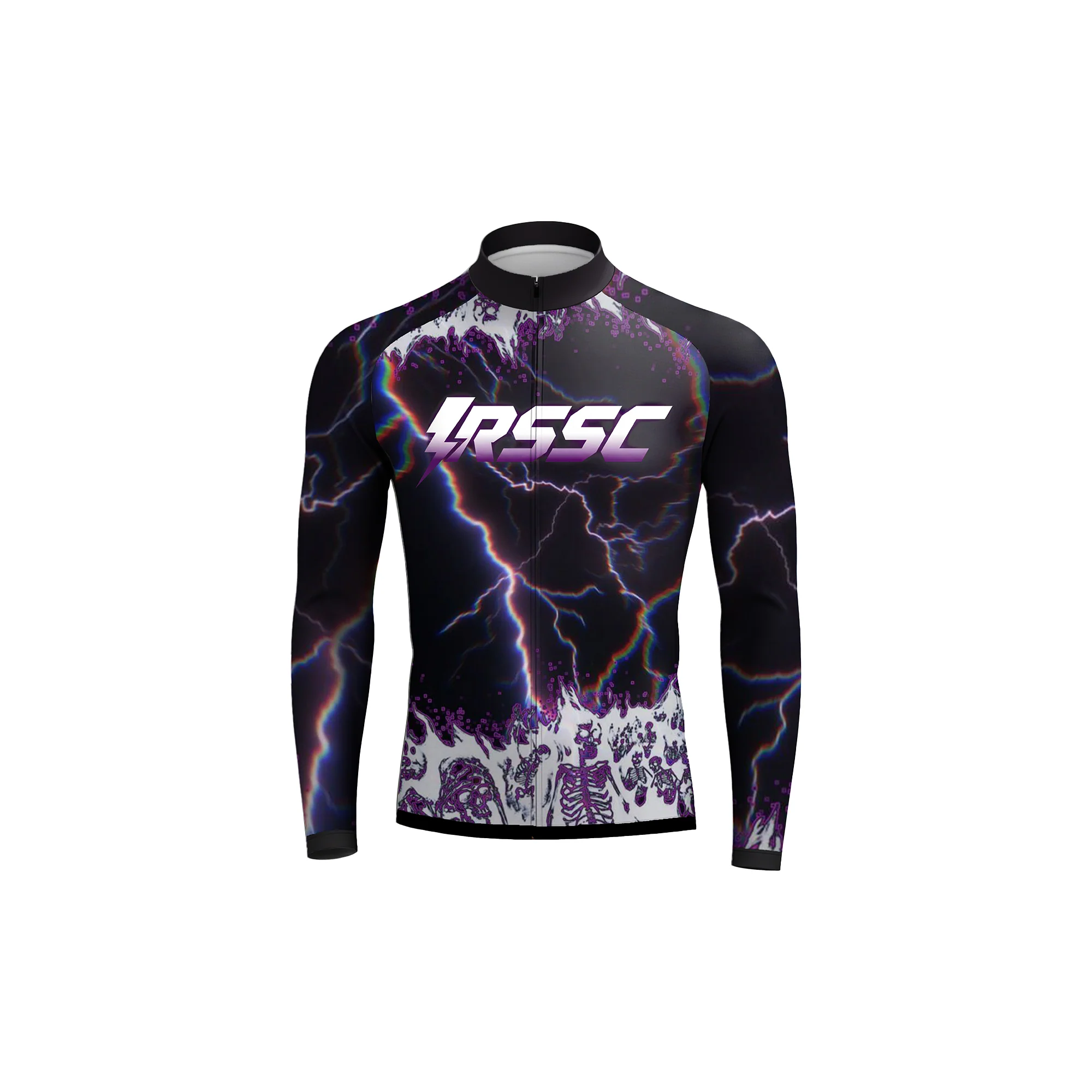 Psychedelic Bolt Skeleton Rider Men's Long Sleeve Cycling Kit - Image 3