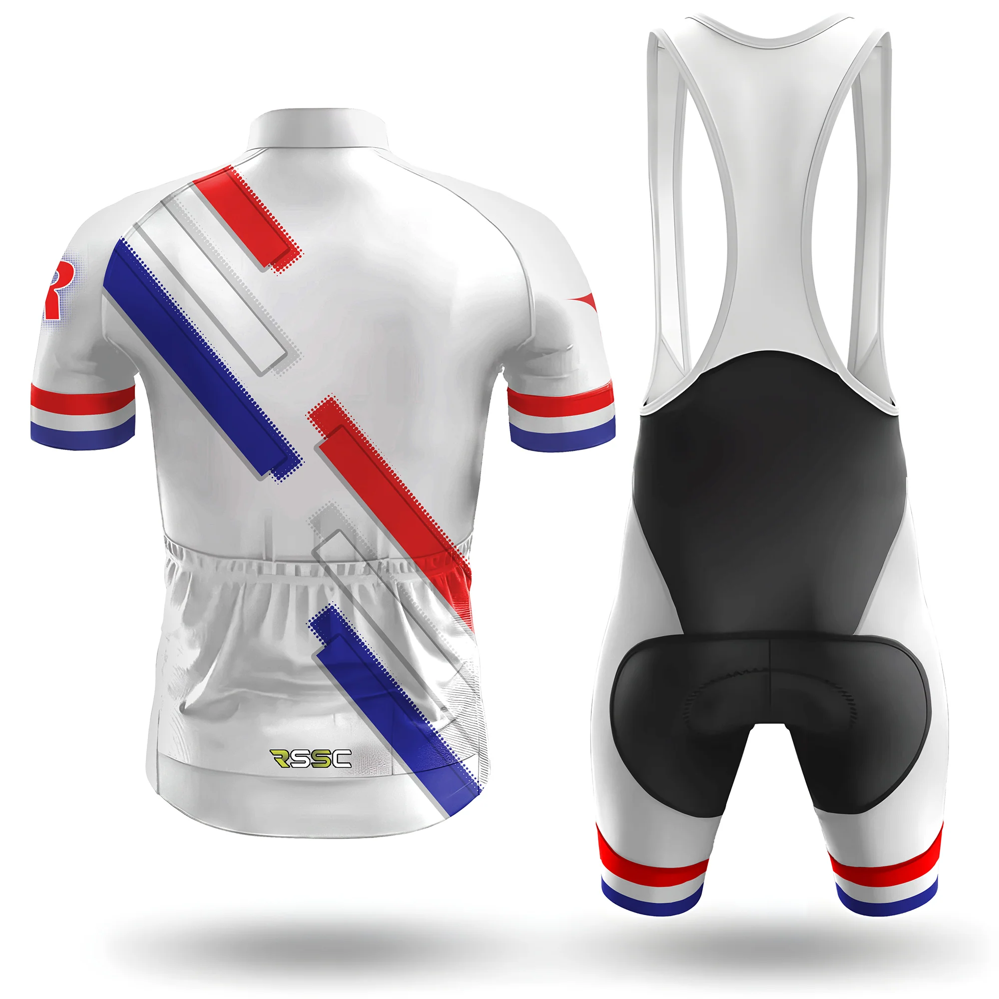 R Red-Blue Stripe Men's Short Sleeve Cycling Kit - Image 2