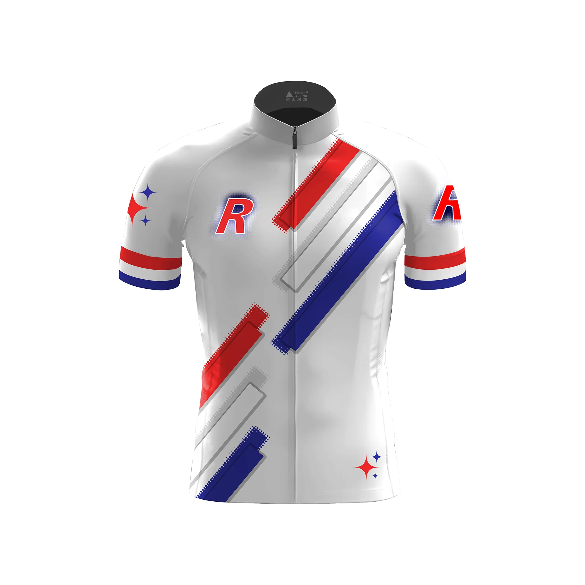 R Red-Blue Stripe Men's Short Sleeve Cycling Kit - Image 3
