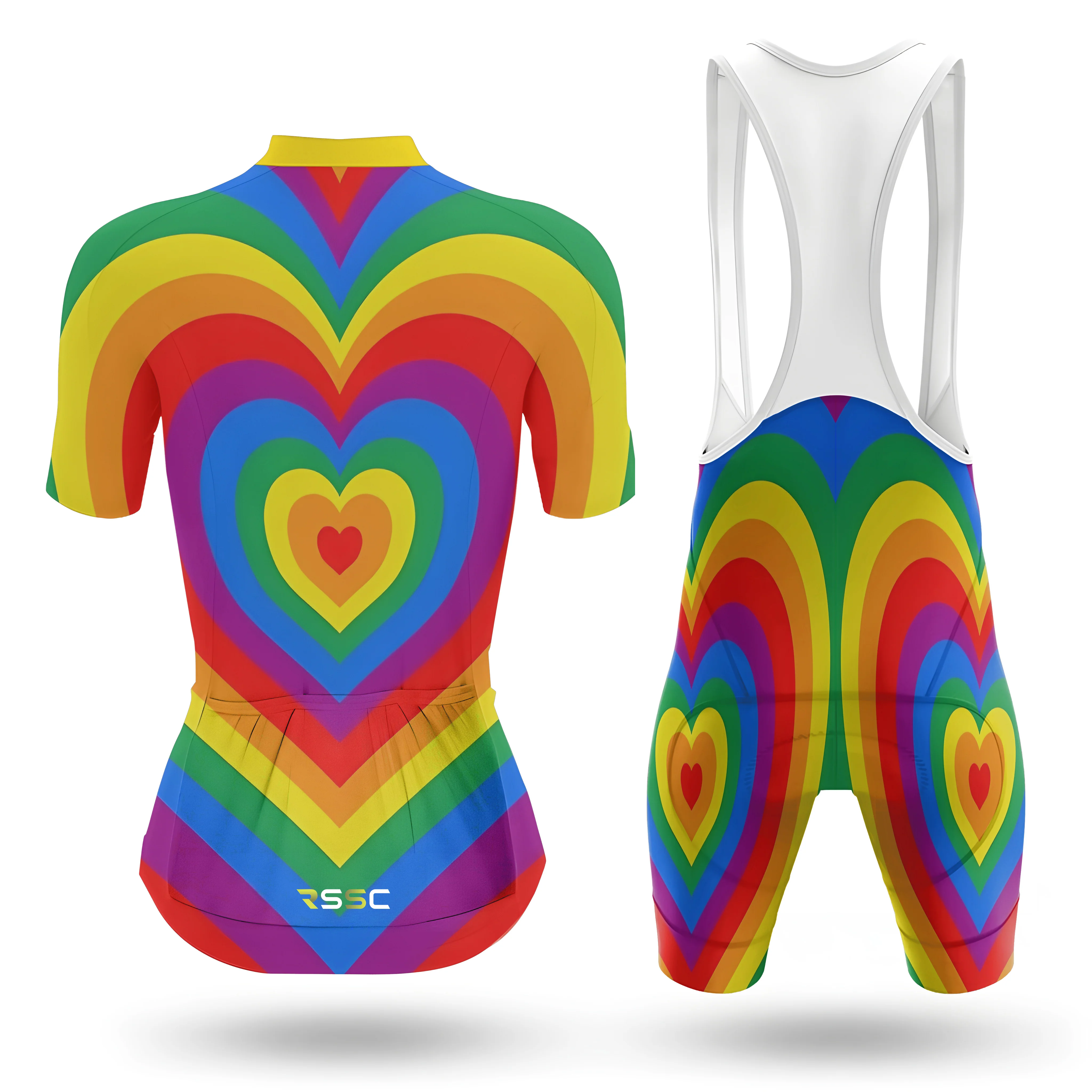 Rainbow Hearts Women's Short Sleeve Cycling Kit - Image 2