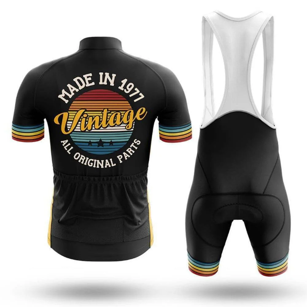 Retro Custom 1977 Year Vintage Men's Short Sleeve Cycling Kit - Image 2