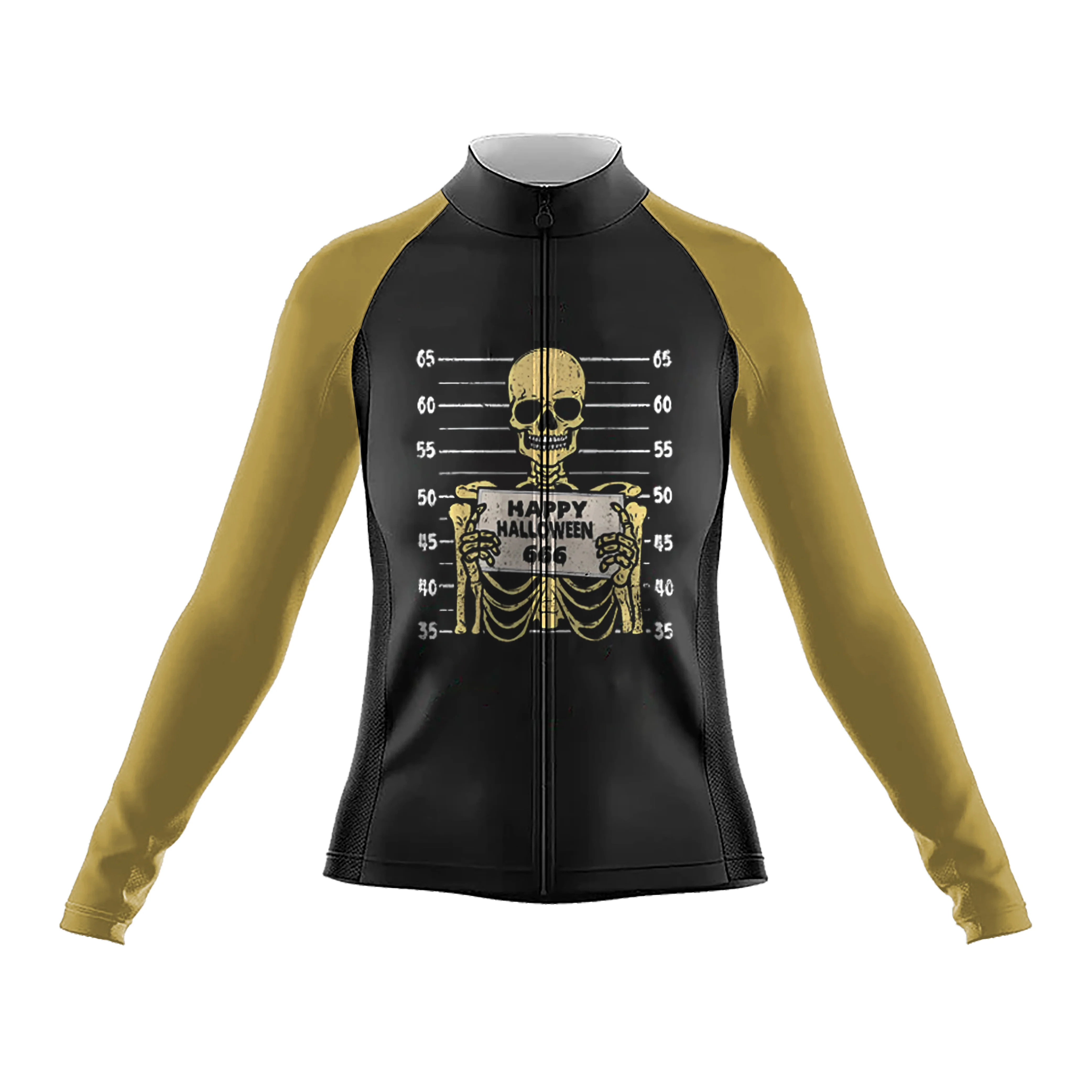 Skeleton Happy Halloween 666 Skull Bones Women's Long Sleeve Cycling Kit - Image 3