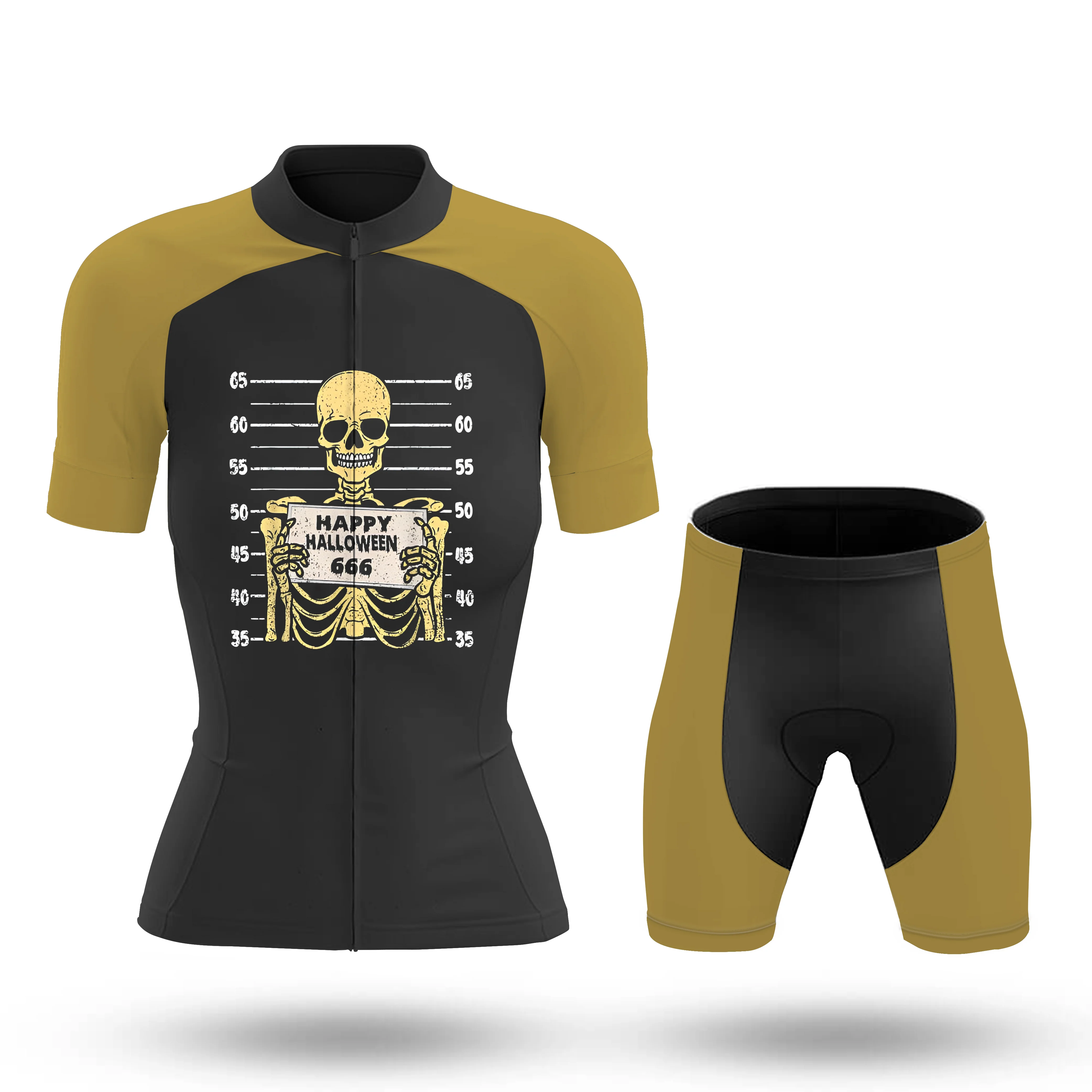 Skeleton Happy Halloween 666 Skull Bones Women's Short Sleeve Cycling Kit