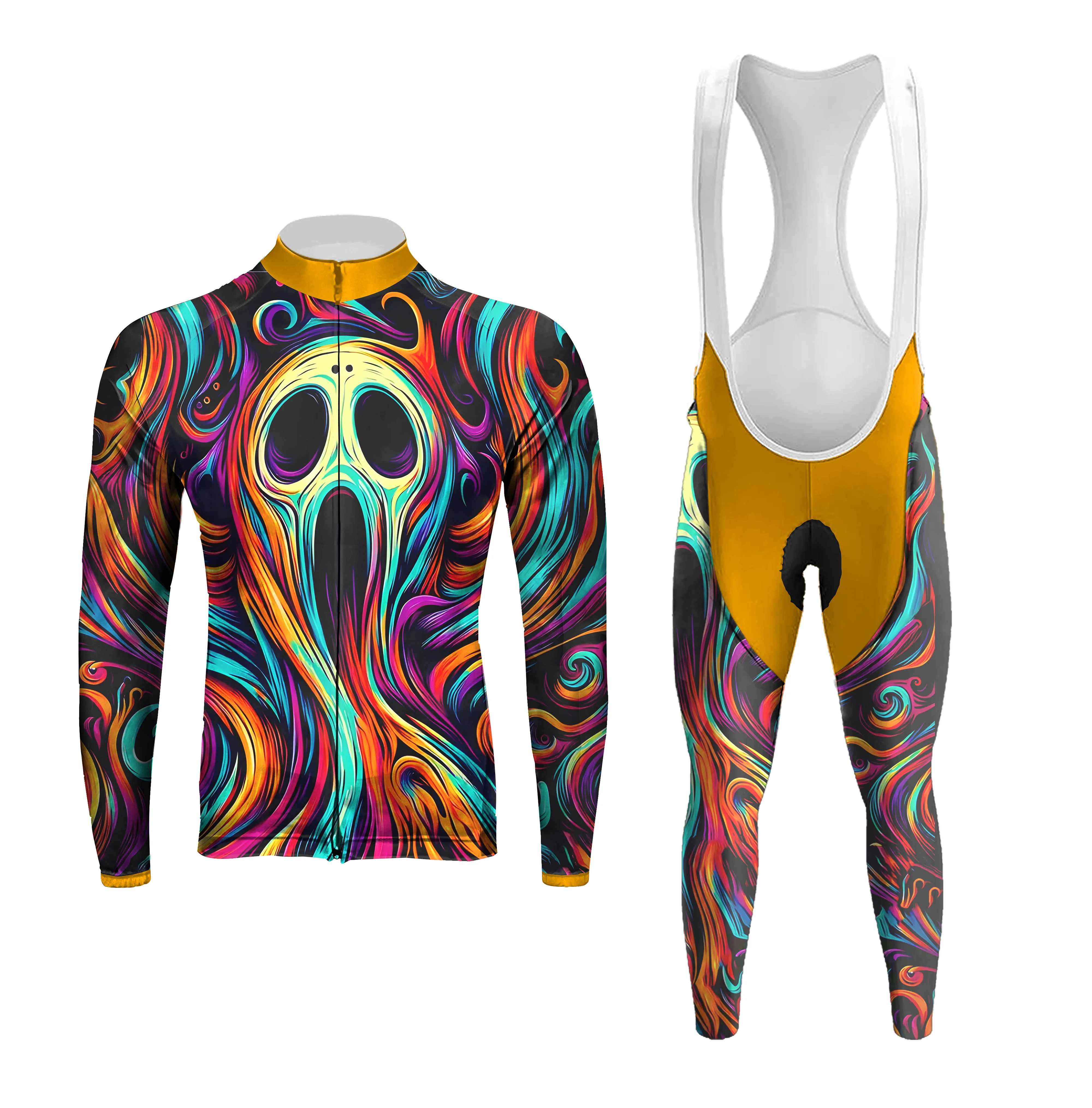 Skull Color Spirit Animal Illustration Men's Long Sleeve Cycling Kit