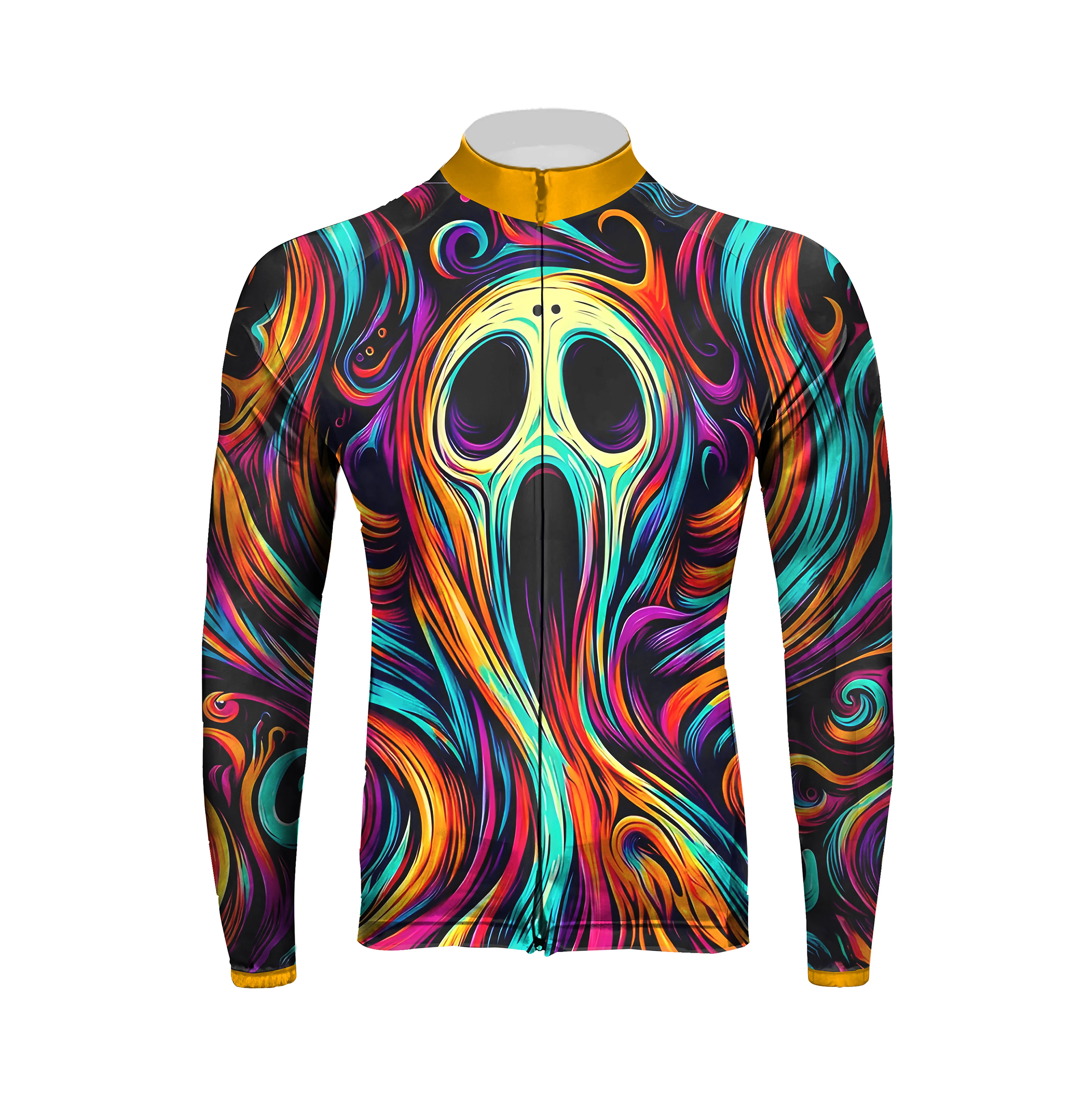 Skull Color Spirit Animal Illustration Men's Long Sleeve Cycling Kit - Image 3