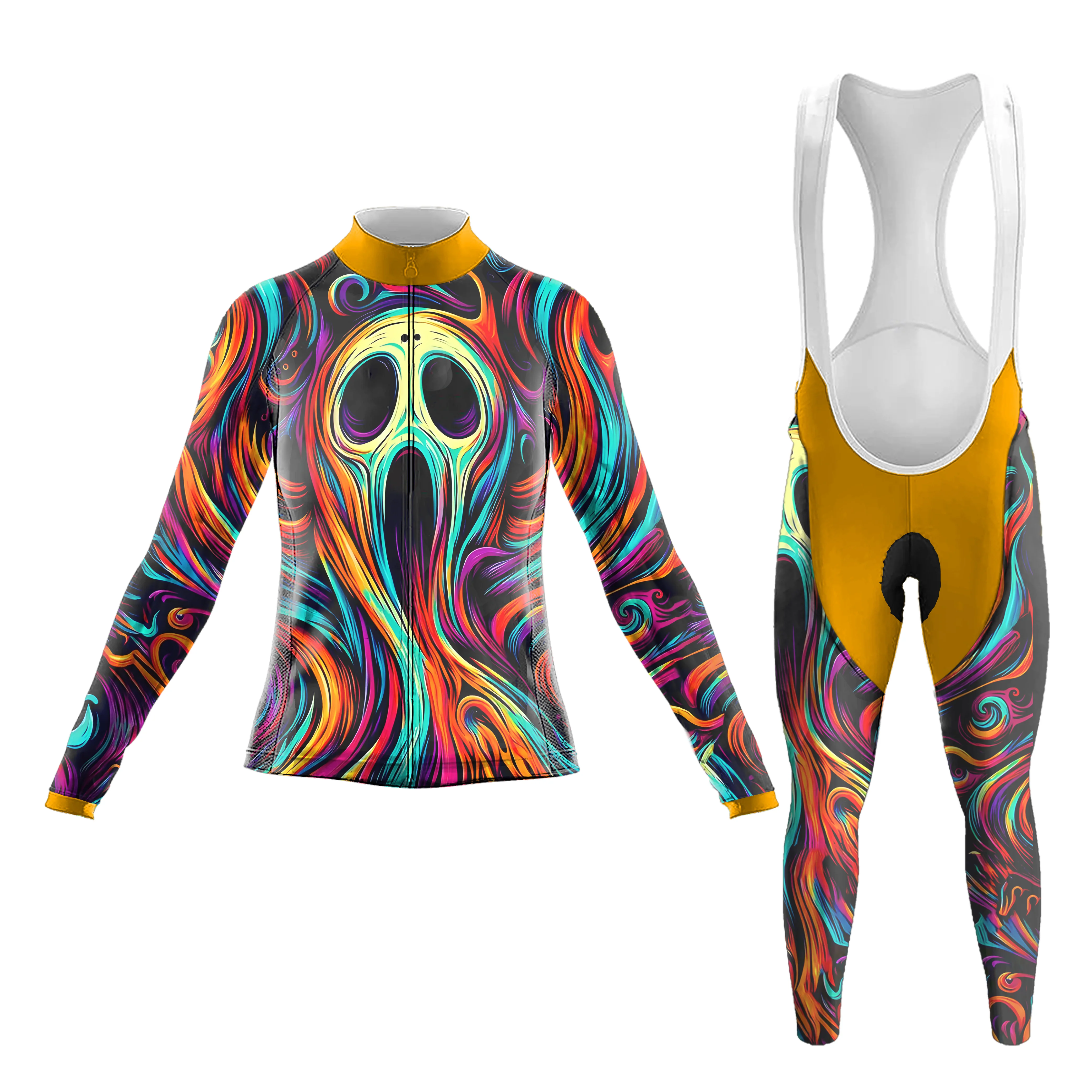 Skull Color Spirit Animal Illustration Women's Long Sleeve Cycling Kit