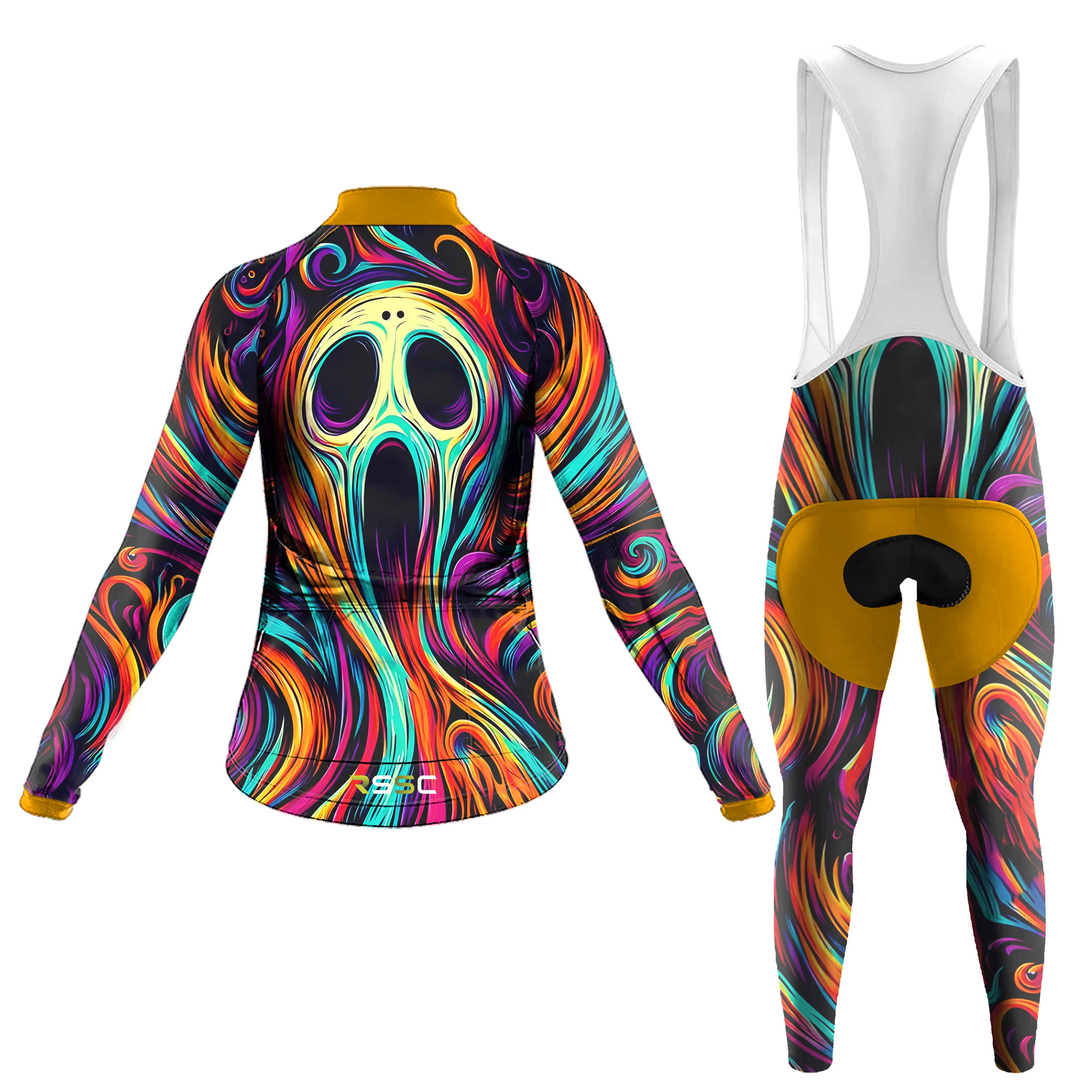 Skull Color Spirit Animal Illustration Women's Long Sleeve Cycling Kit - Image 2
