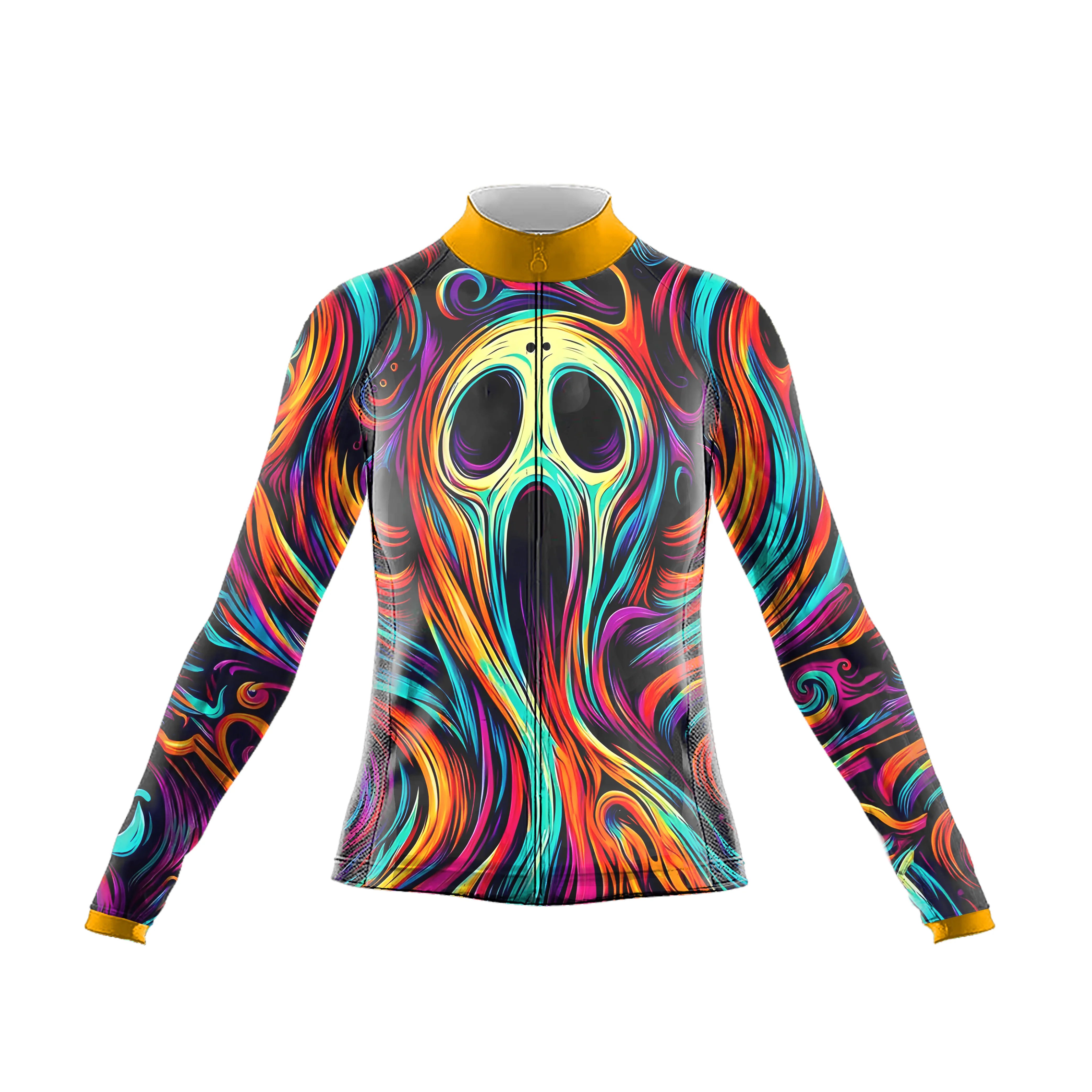 Skull Color Spirit Animal Illustration Women's Long Sleeve Cycling Kit - Image 3