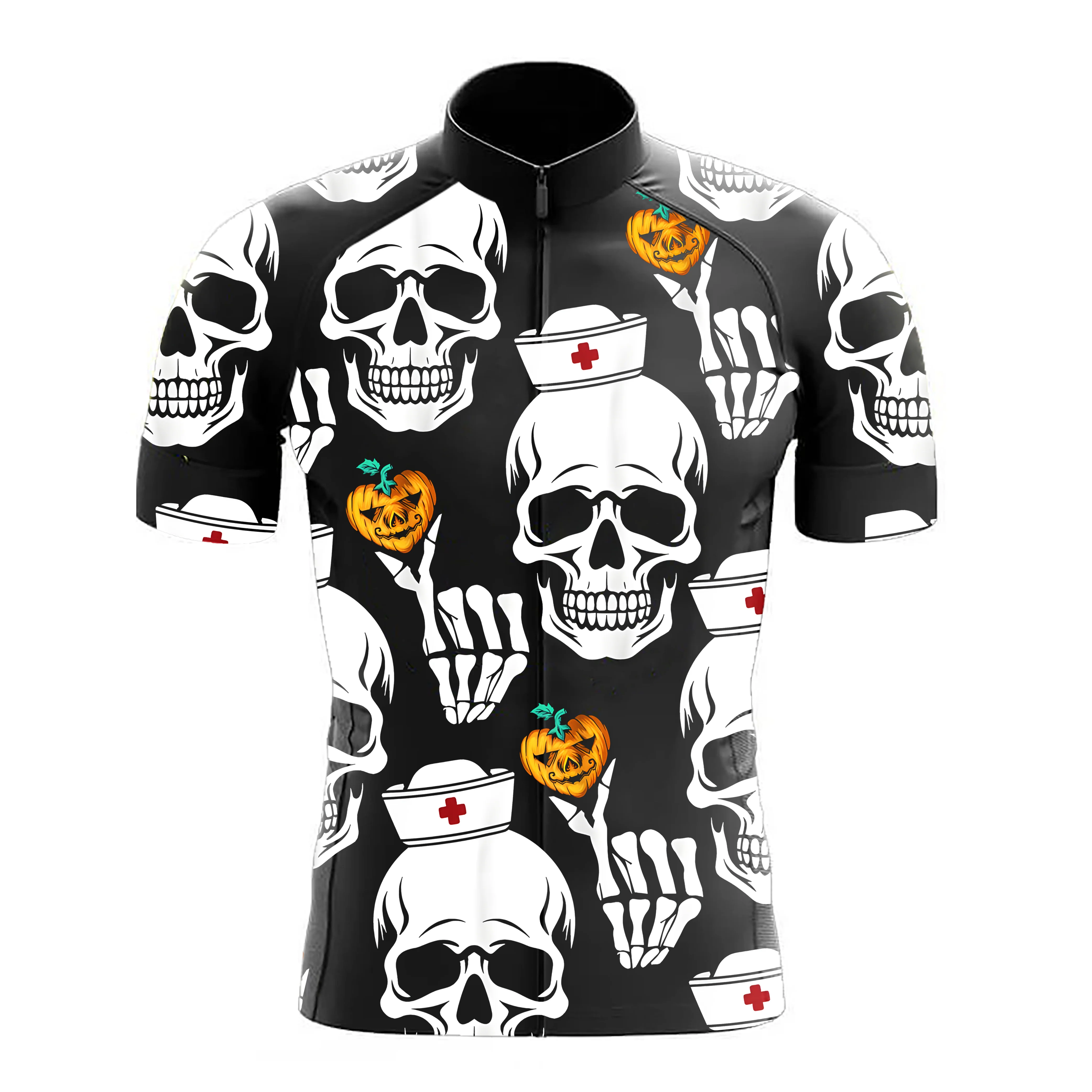 Skull Nurse Distributing Hearts Halloween Men's Cycling Kit - Image 3