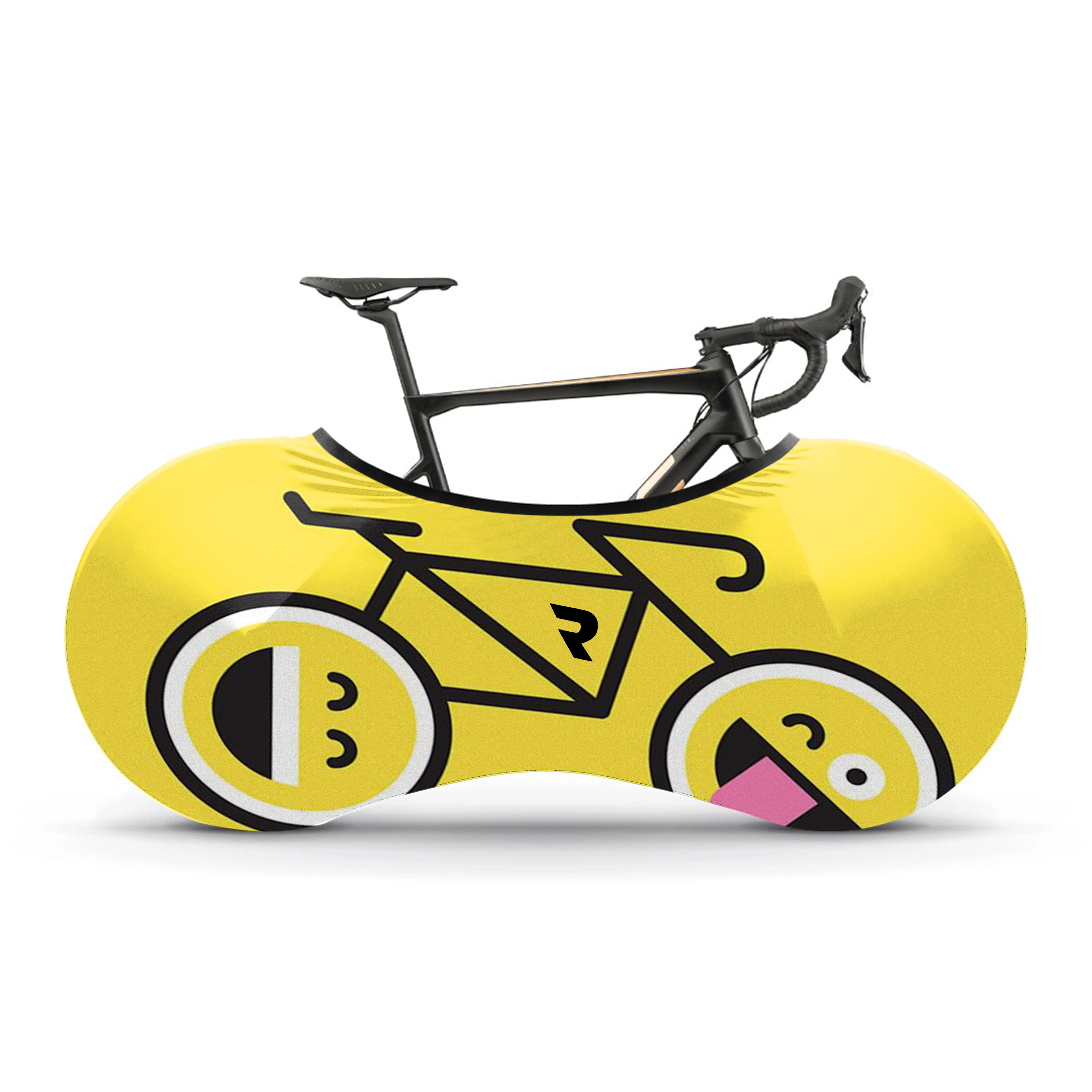 Smiling Emoticon Riding Bicycle Wheels Cover