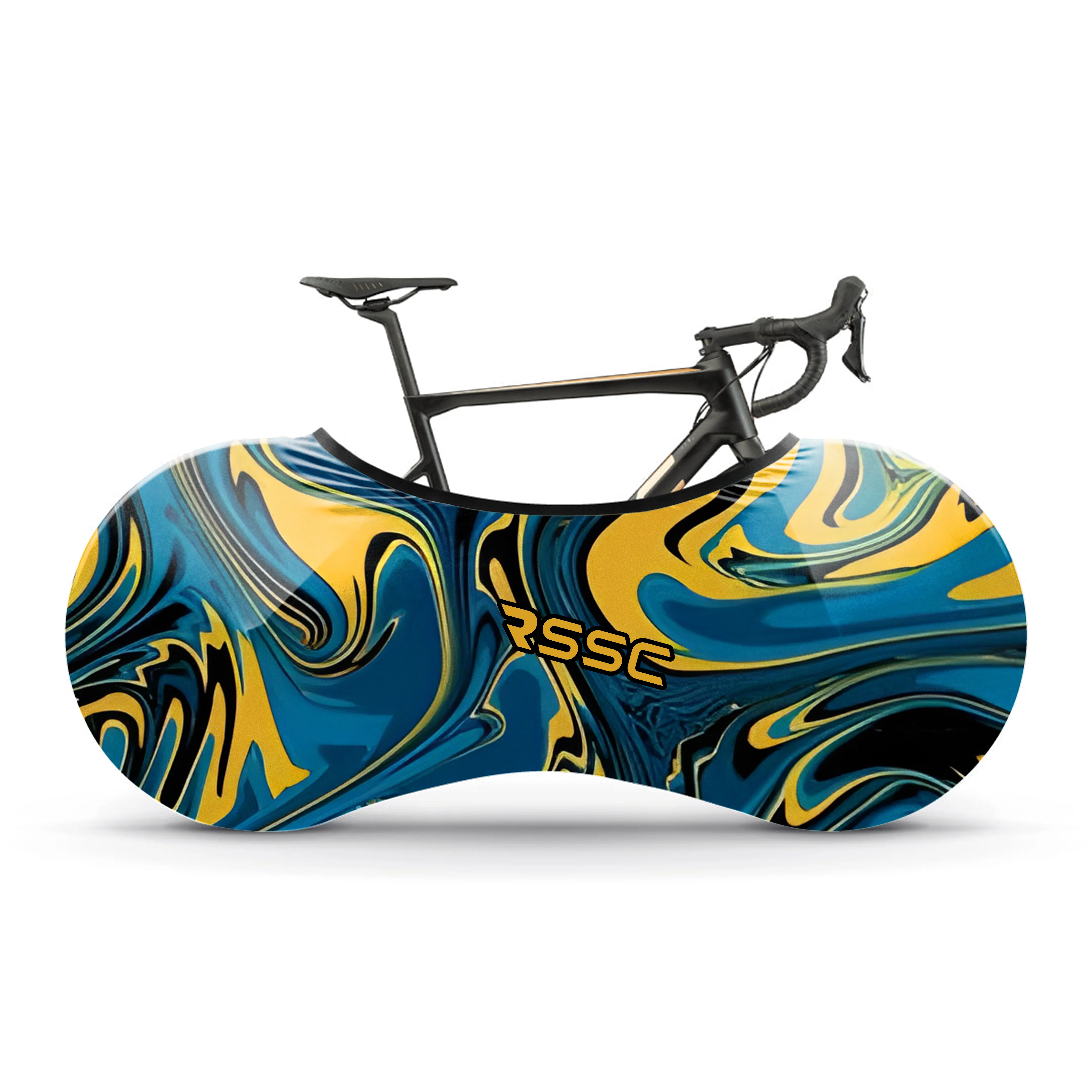 Yellow Blue Color Abstract Bicycle Wheels Cover
